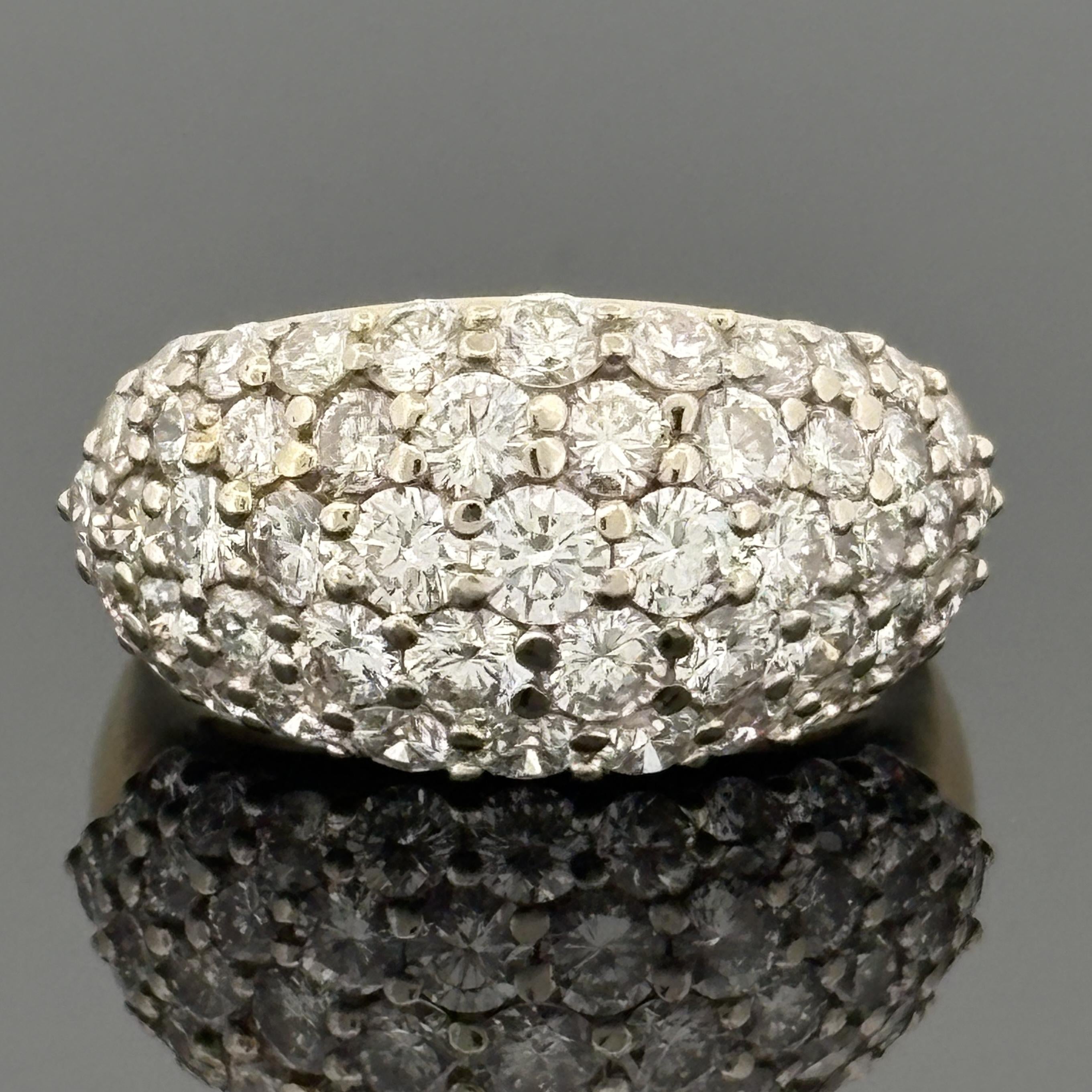 Estate 3.40ct Pavé Diamond Dome Ring 18k Yellow Gold - G/VS