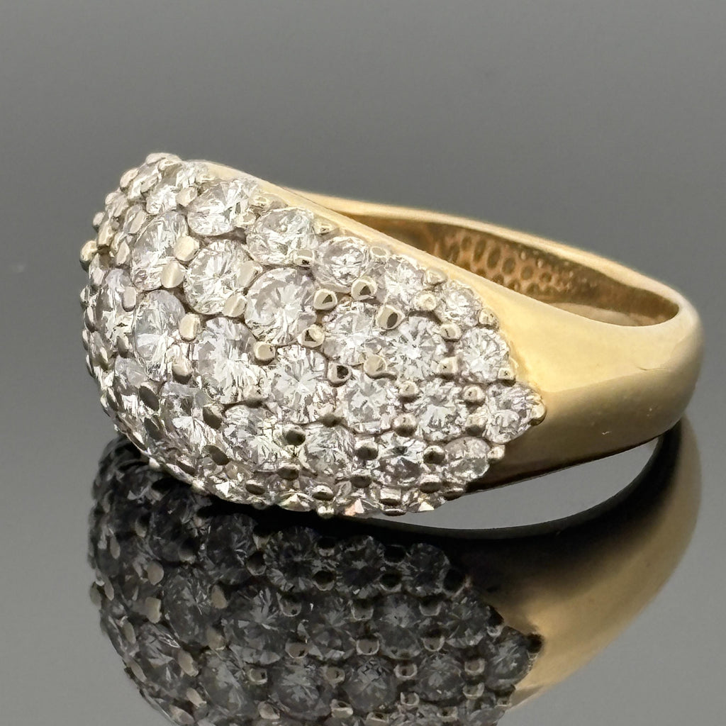 Estate 3.40ct Pavé Diamond Dome Ring 18k Yellow Gold - G/VS