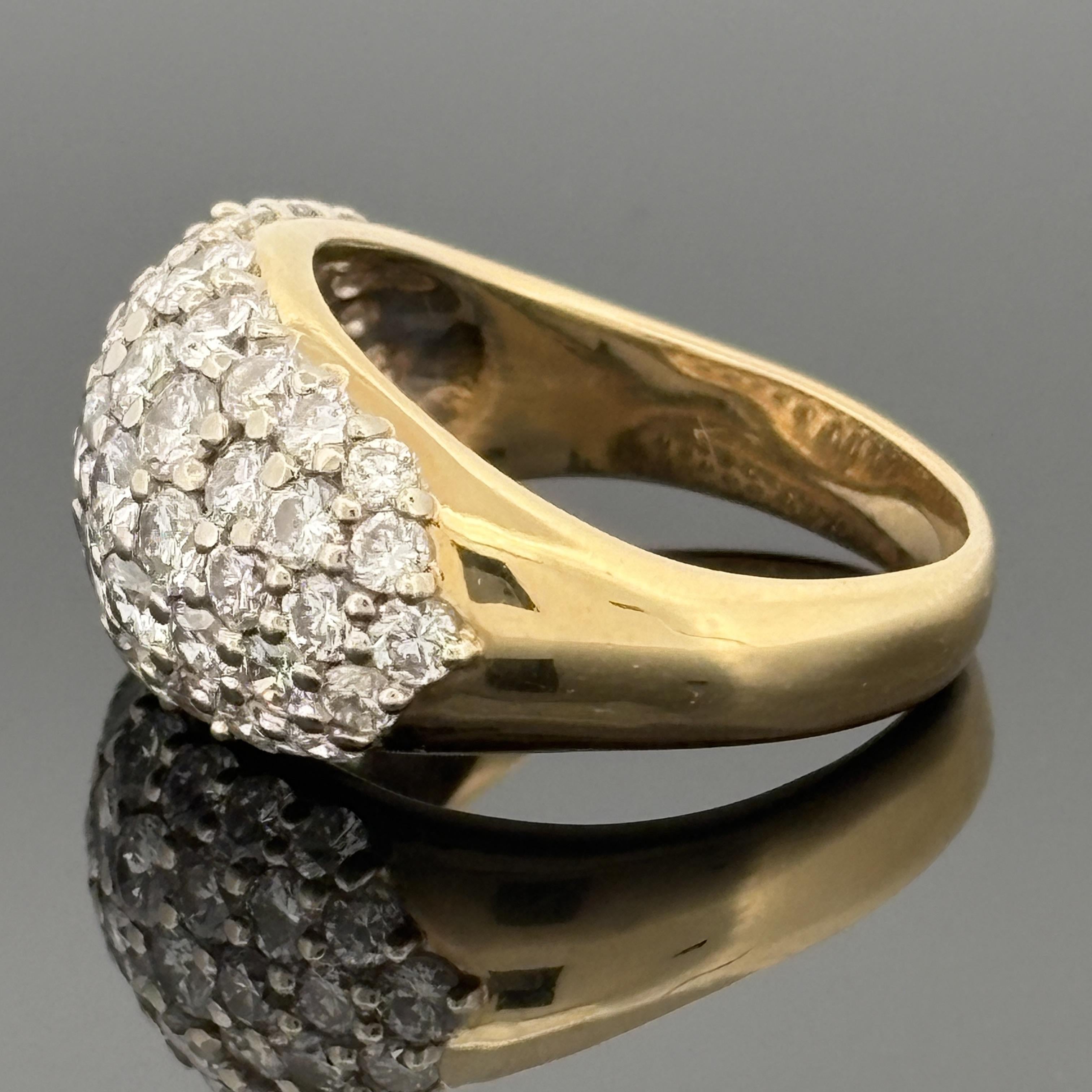 Estate 3.40ct Pavé Diamond Dome Ring 18k Yellow Gold - G/VS