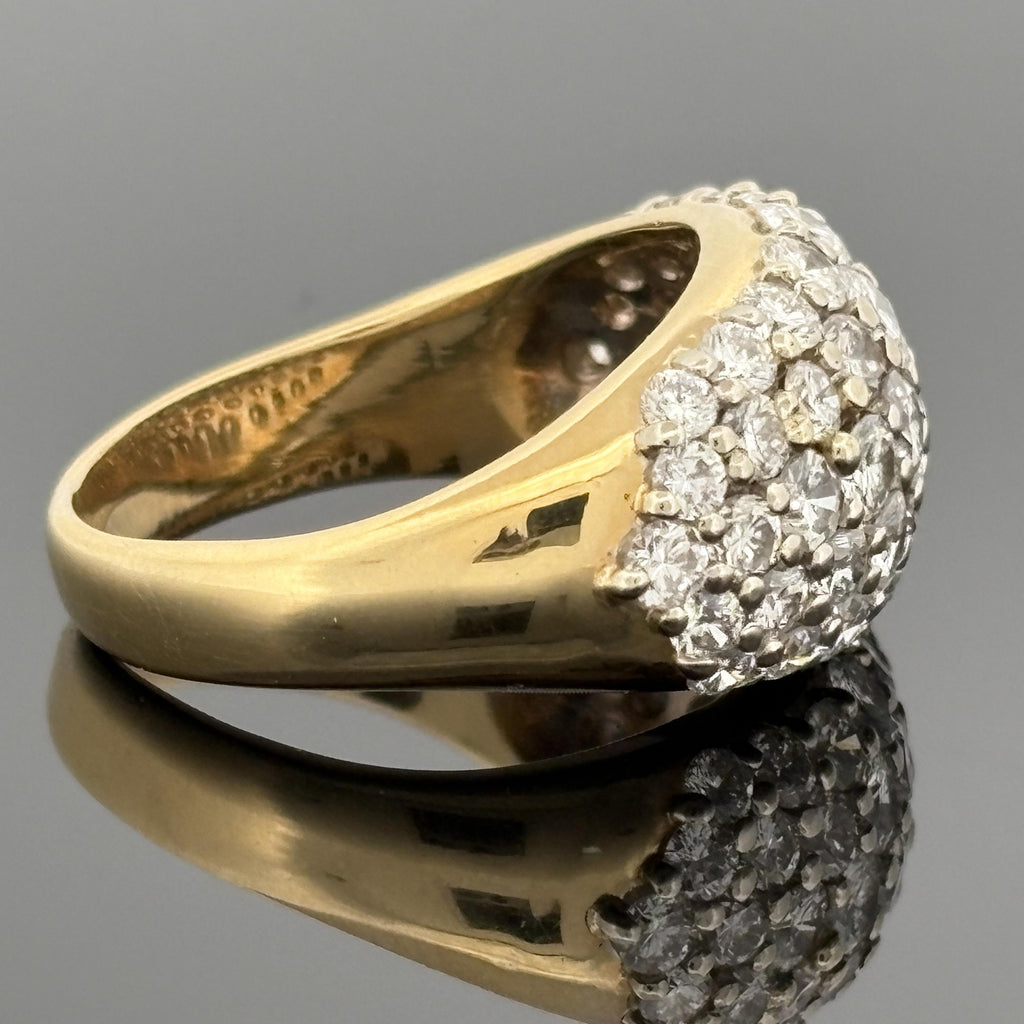 Estate 3.40ct Pavé Diamond Dome Ring 18k Yellow Gold - G/VS