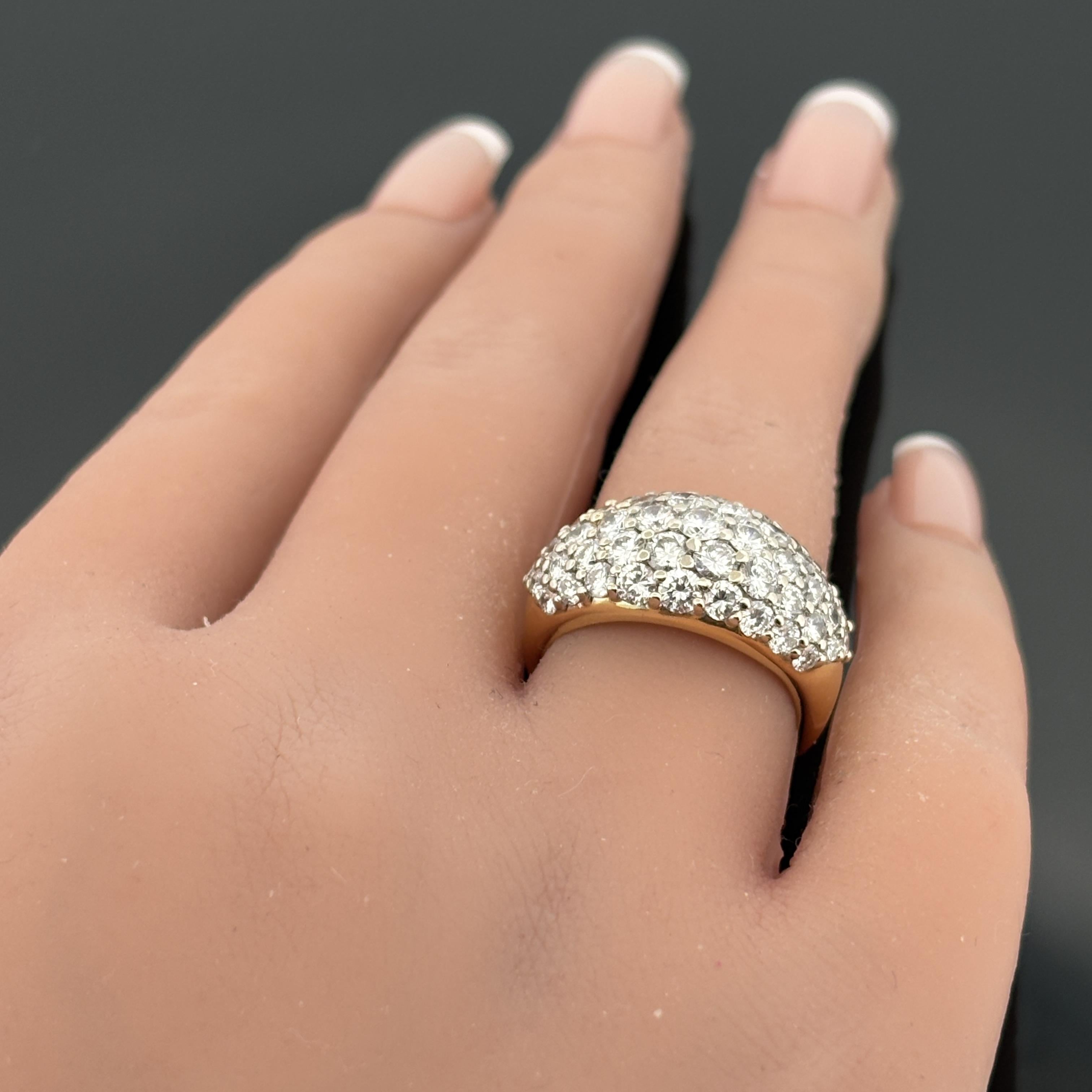 Estate 3.40ct Pavé Diamond Dome Ring 18k Yellow Gold - G/VS
