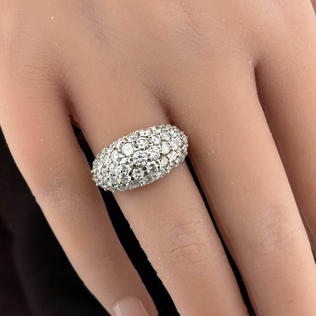 Estate 3.40ct Pavé Diamond Dome Ring 18k Yellow Gold - G/VS