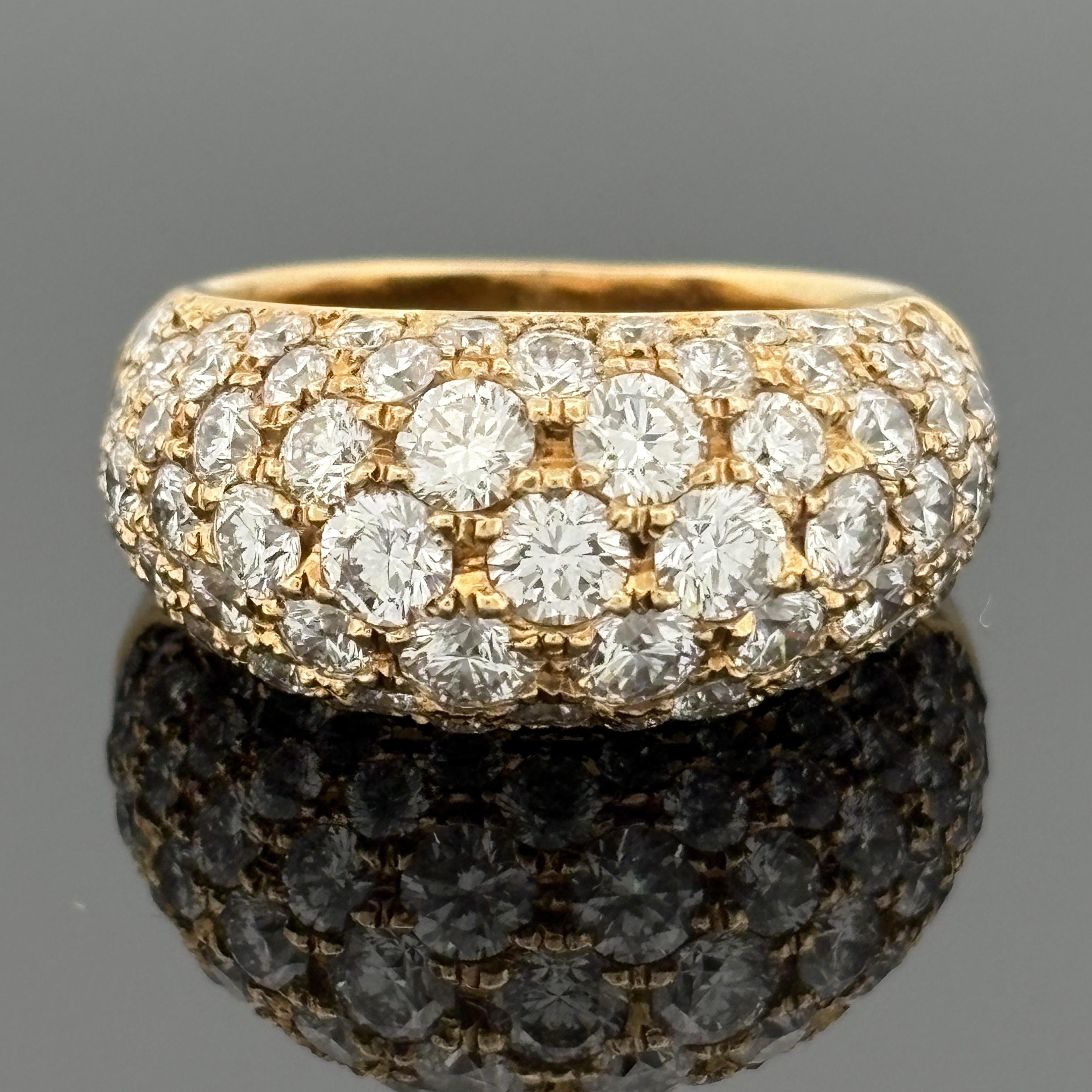 Diamond Pave Dome Ring 18k Yellow gold 3.88ctw