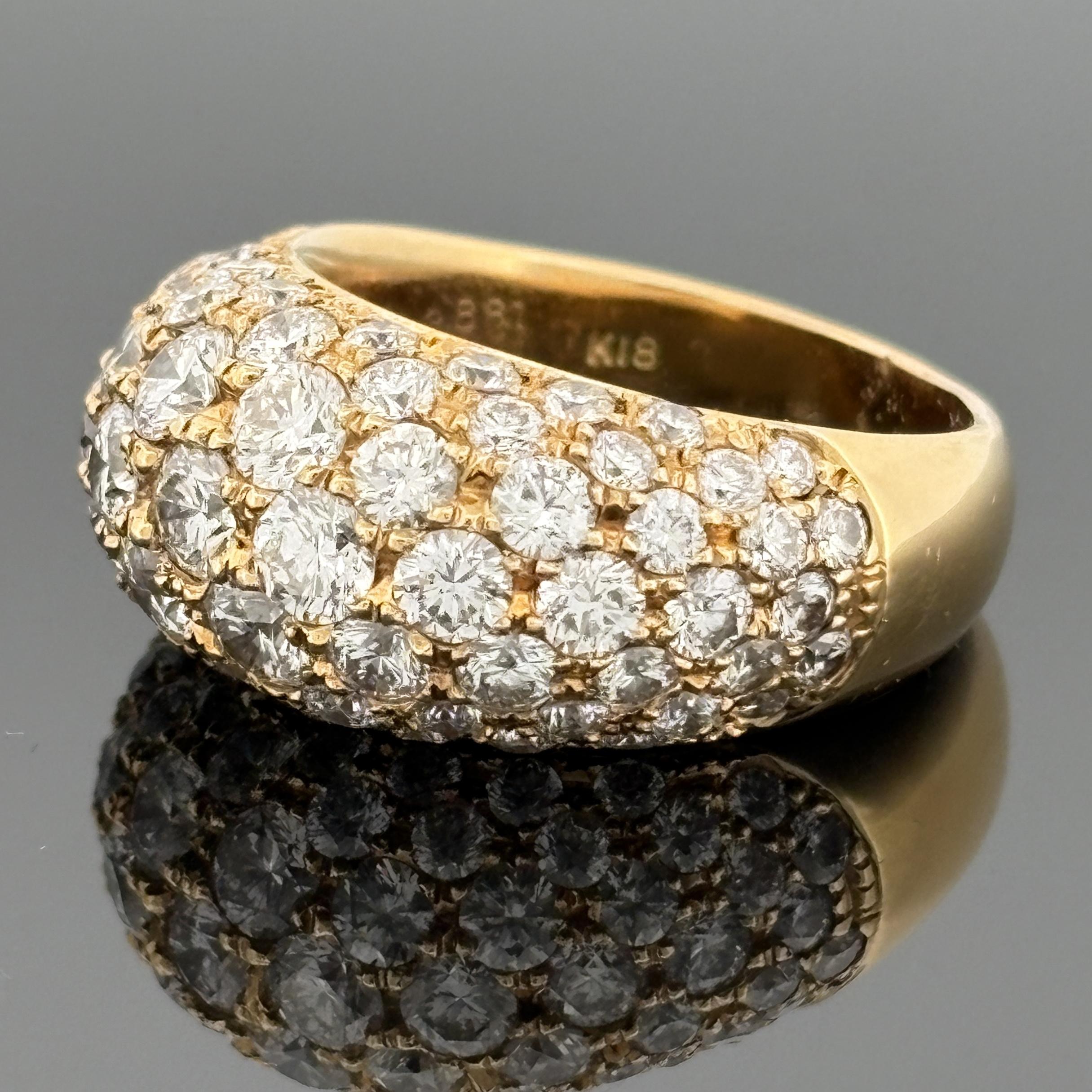 Diamond Pave Dome Ring 18k Yellow gold 3.88ctw
