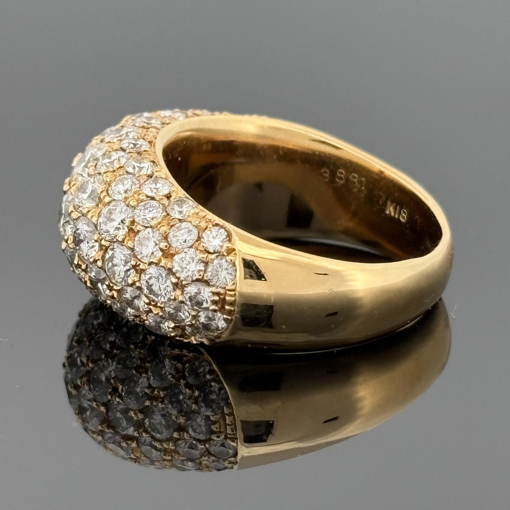 Diamond Pave Dome Ring 18k Yellow gold 3.88ctw