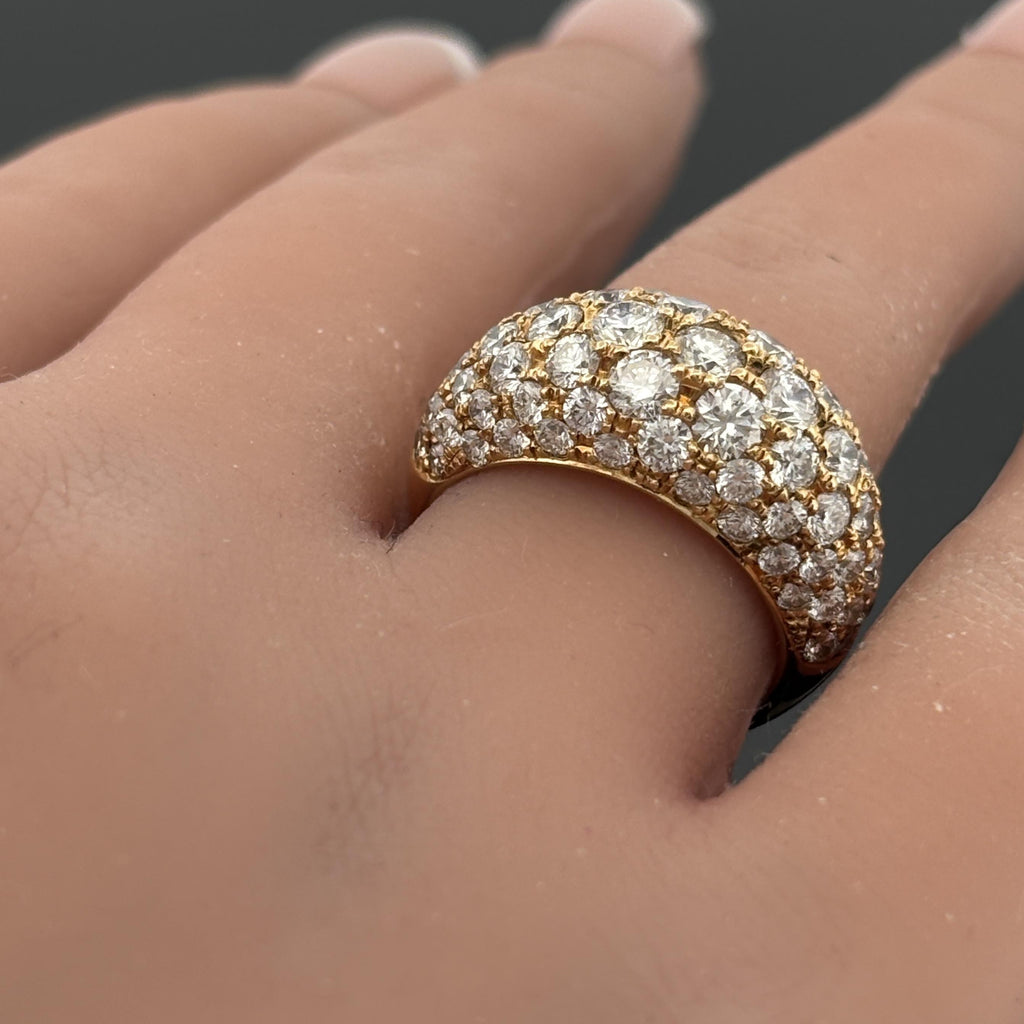 Diamond Pave Dome Ring 18k Yellow gold 3.88ctw