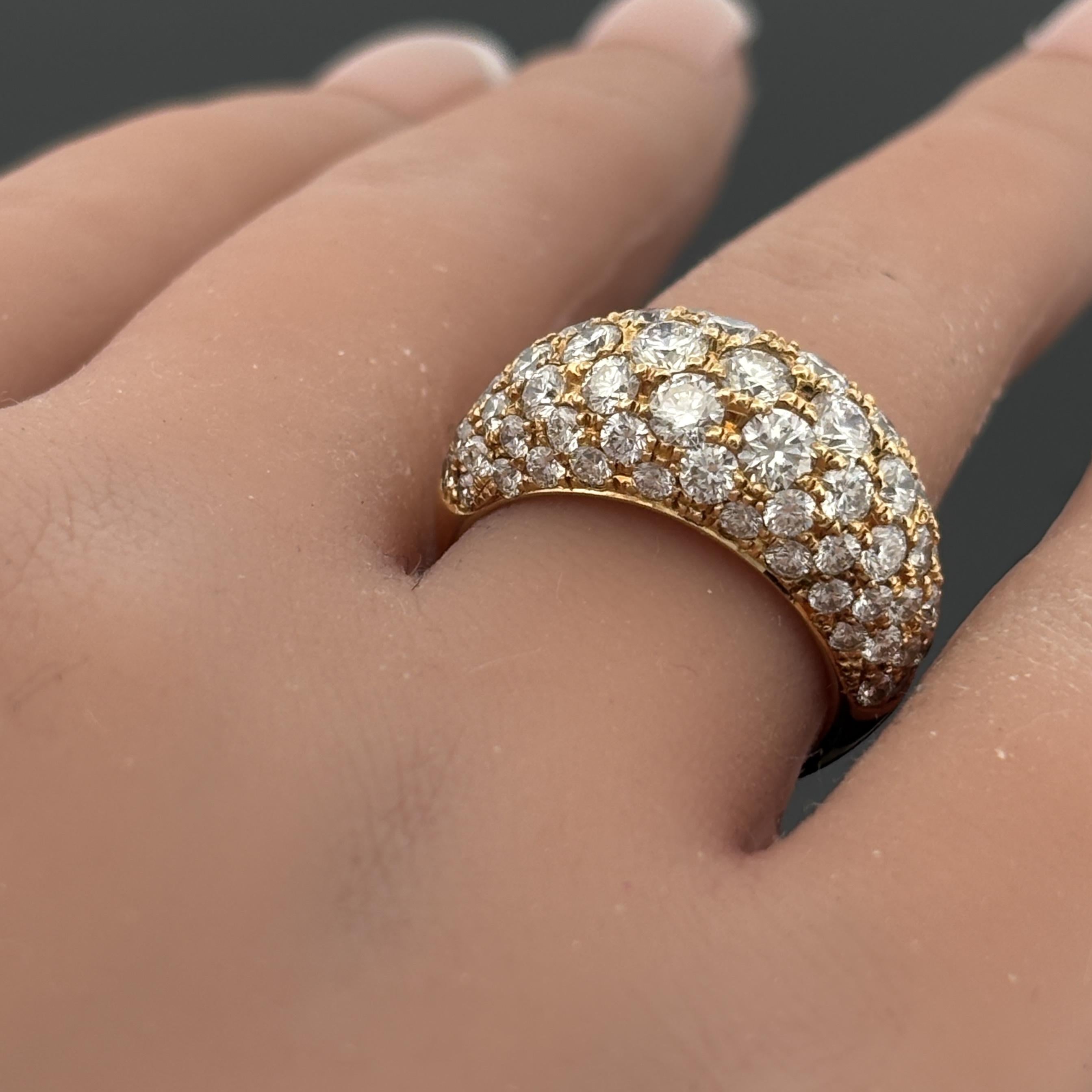 Diamond Pave Dome Ring 18k Yellow gold 3.88ctw