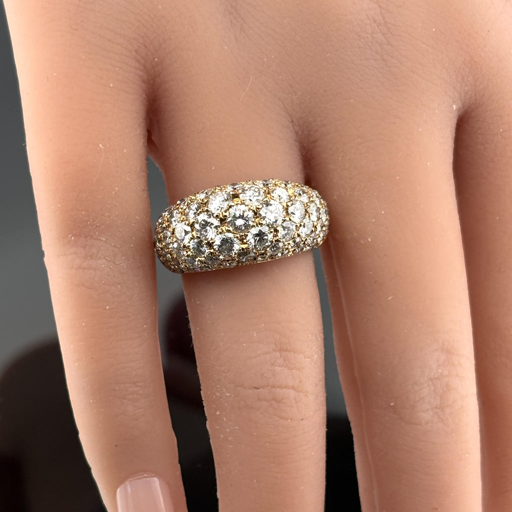 Diamond Pave Dome Ring 18k Yellow gold 3.88ctw