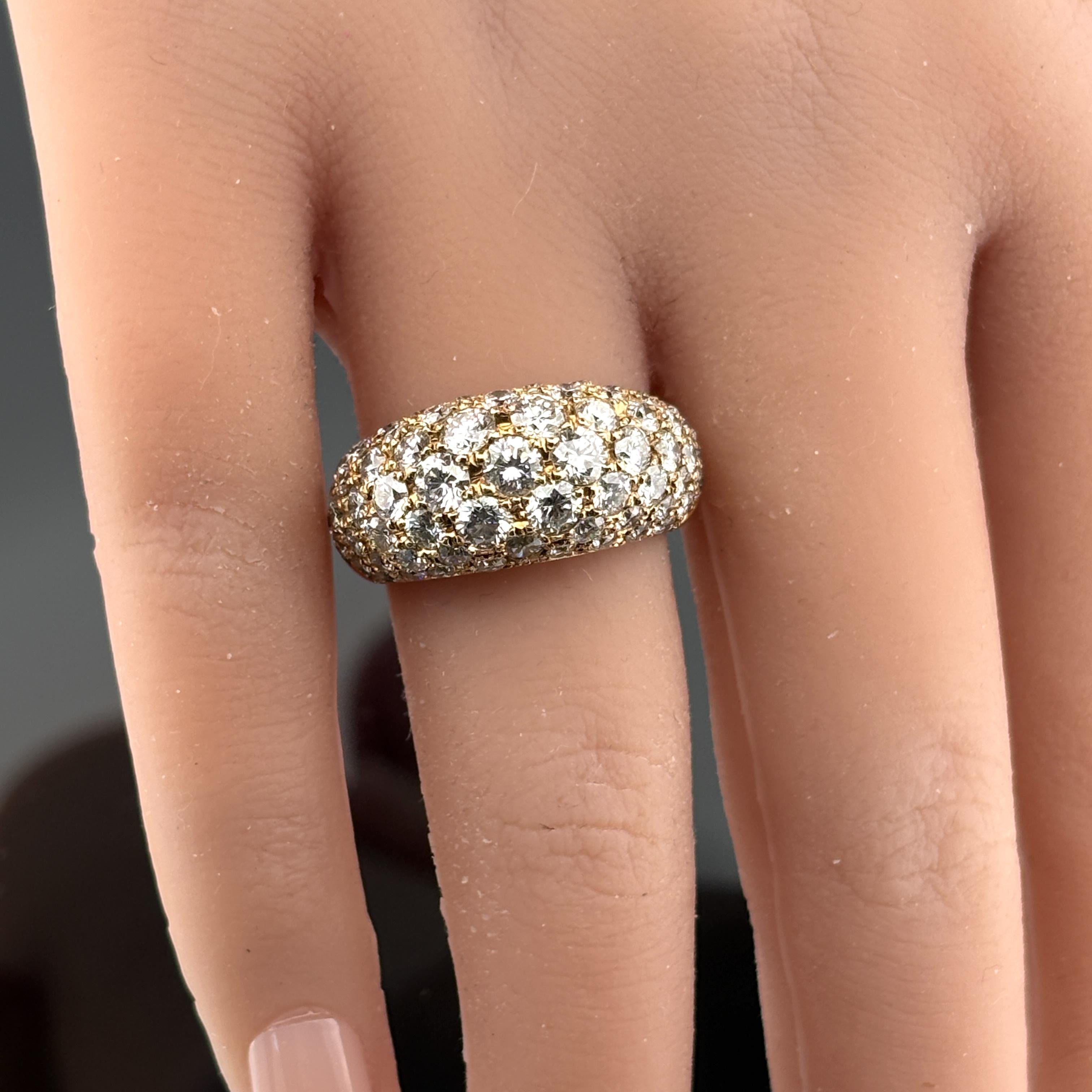 Diamond Pave Dome Ring 18k Yellow gold 3.88ctw