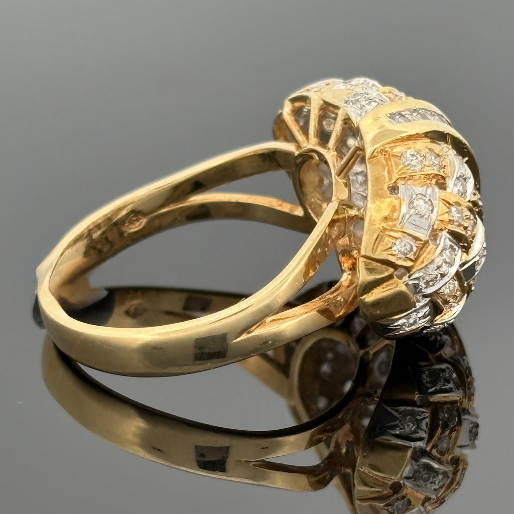 Basket Weave Ring 18k Yellow Gold Diamond