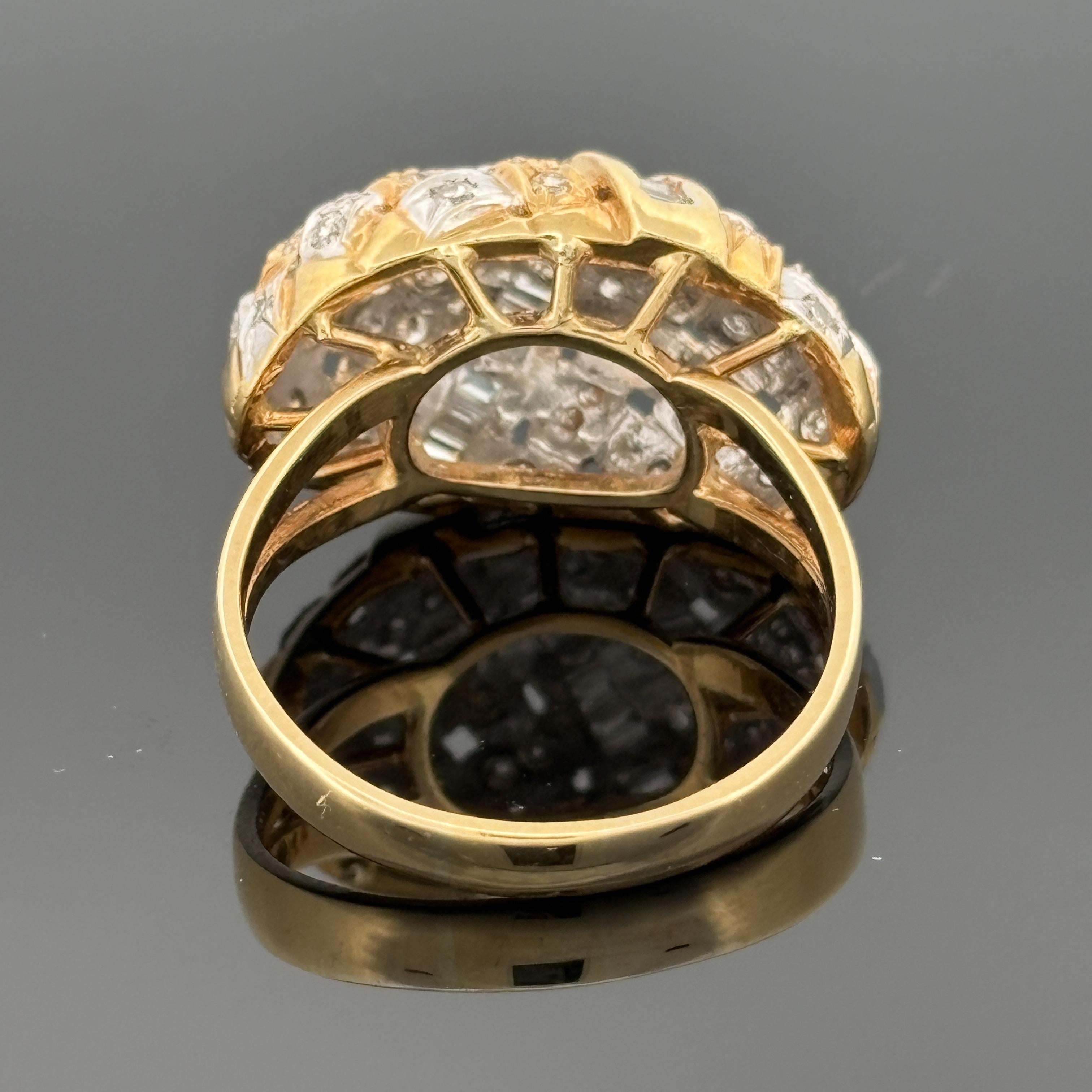 Basket Weave Ring 18k Yellow Gold Diamond