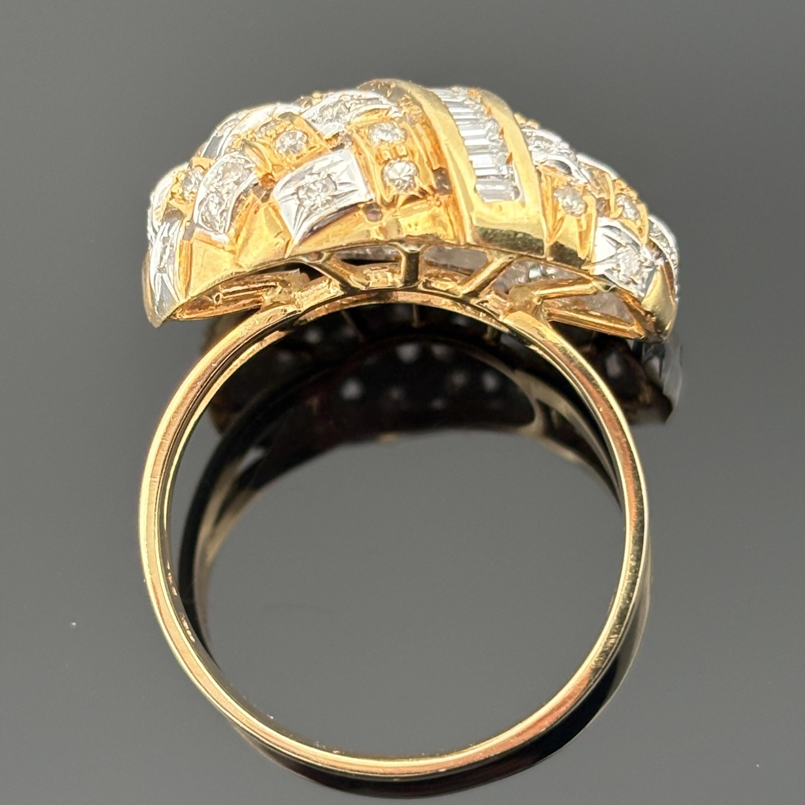Basket Weave Ring 18k Yellow Gold Diamond