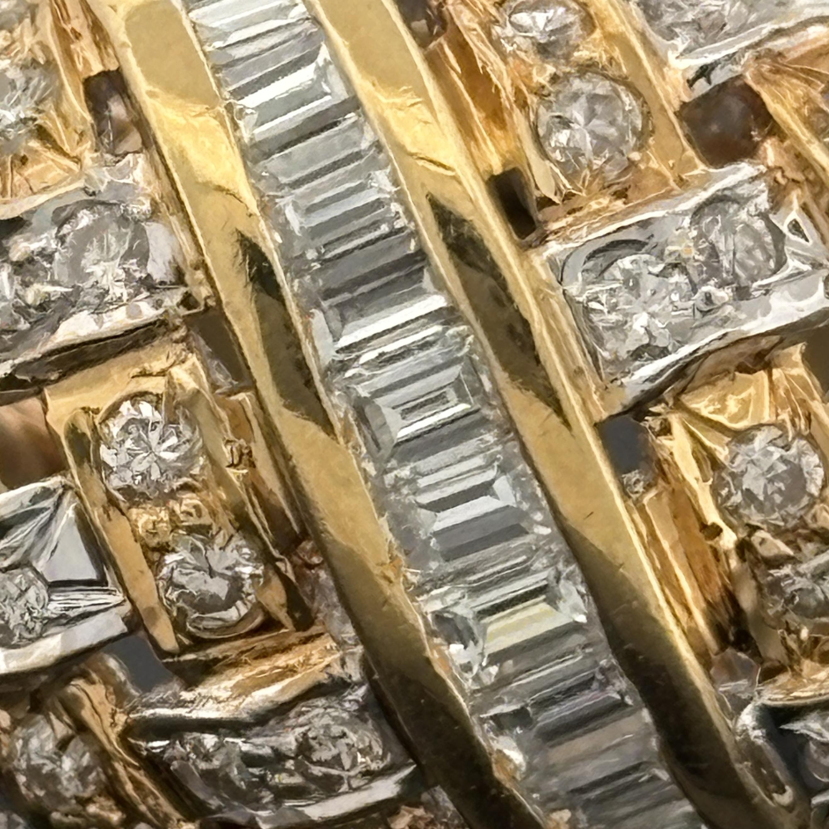 Basket Weave Ring 18k Yellow Gold Diamond