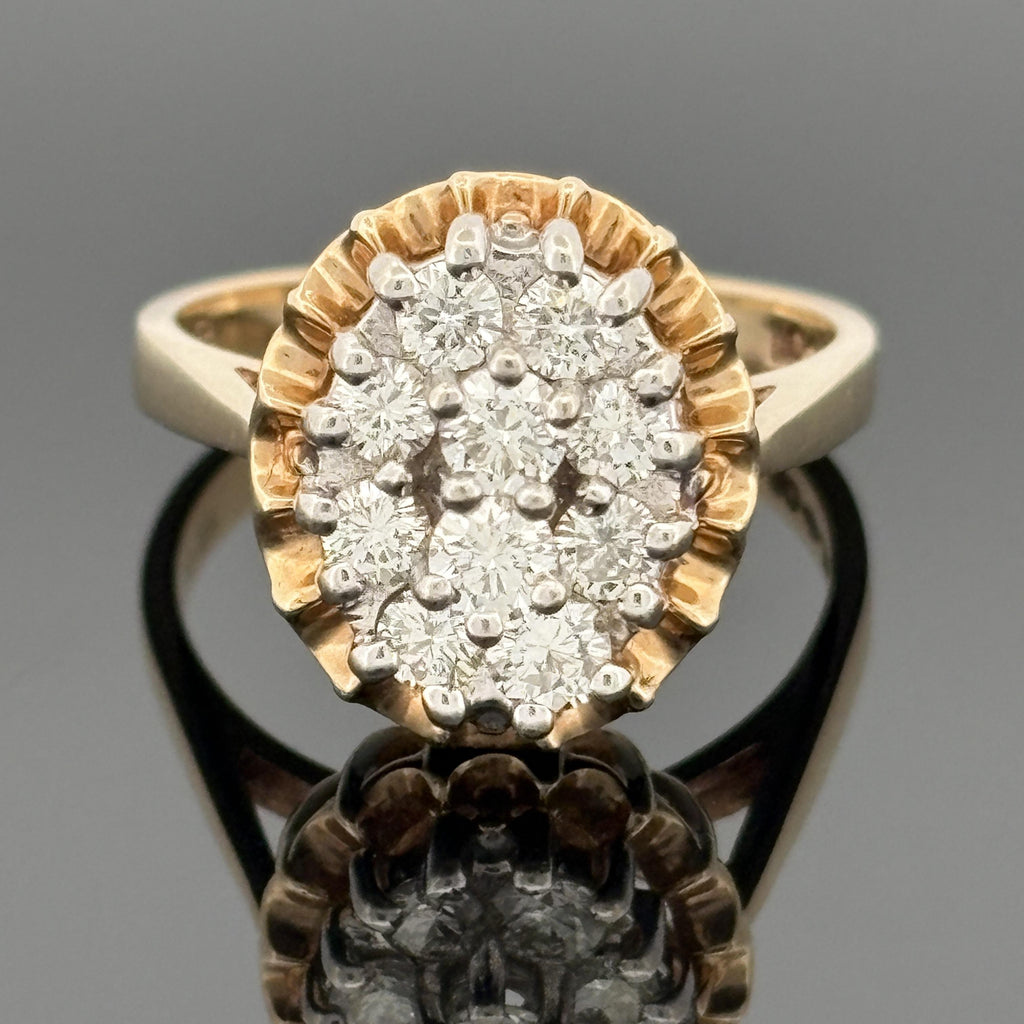 Vintage 1.00ctw Diamond Cluster Ring 14k Gold