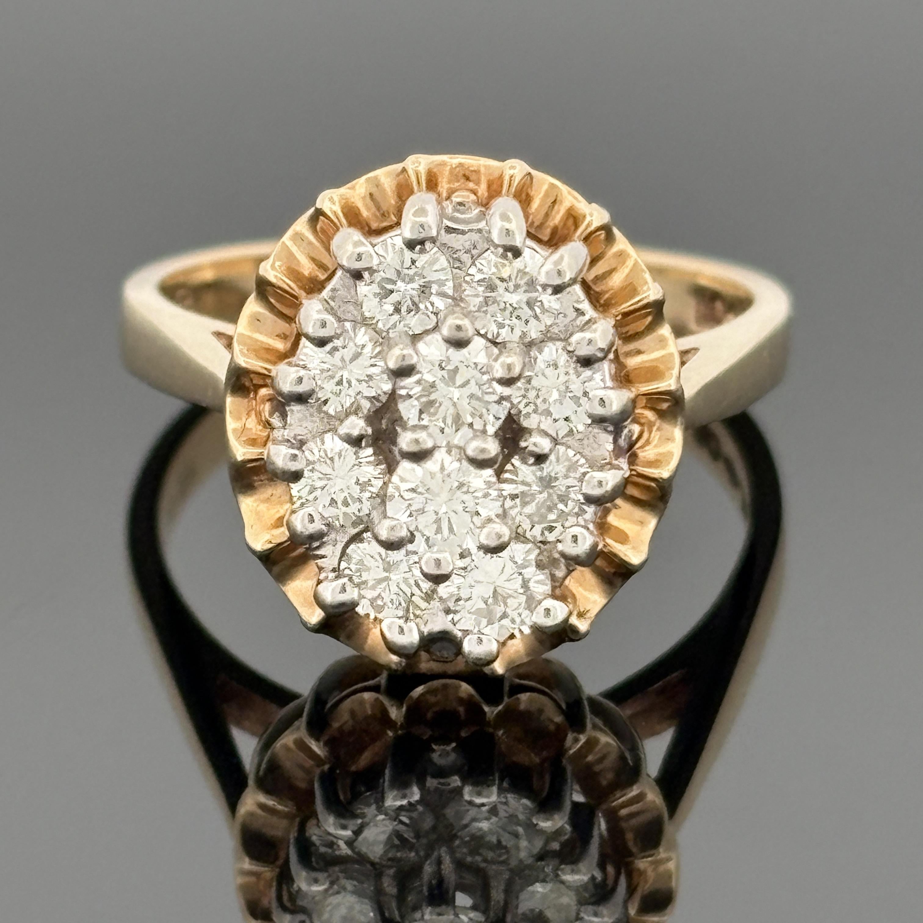 Vintage 1.00ctw Diamond Cluster Ring 14k Gold