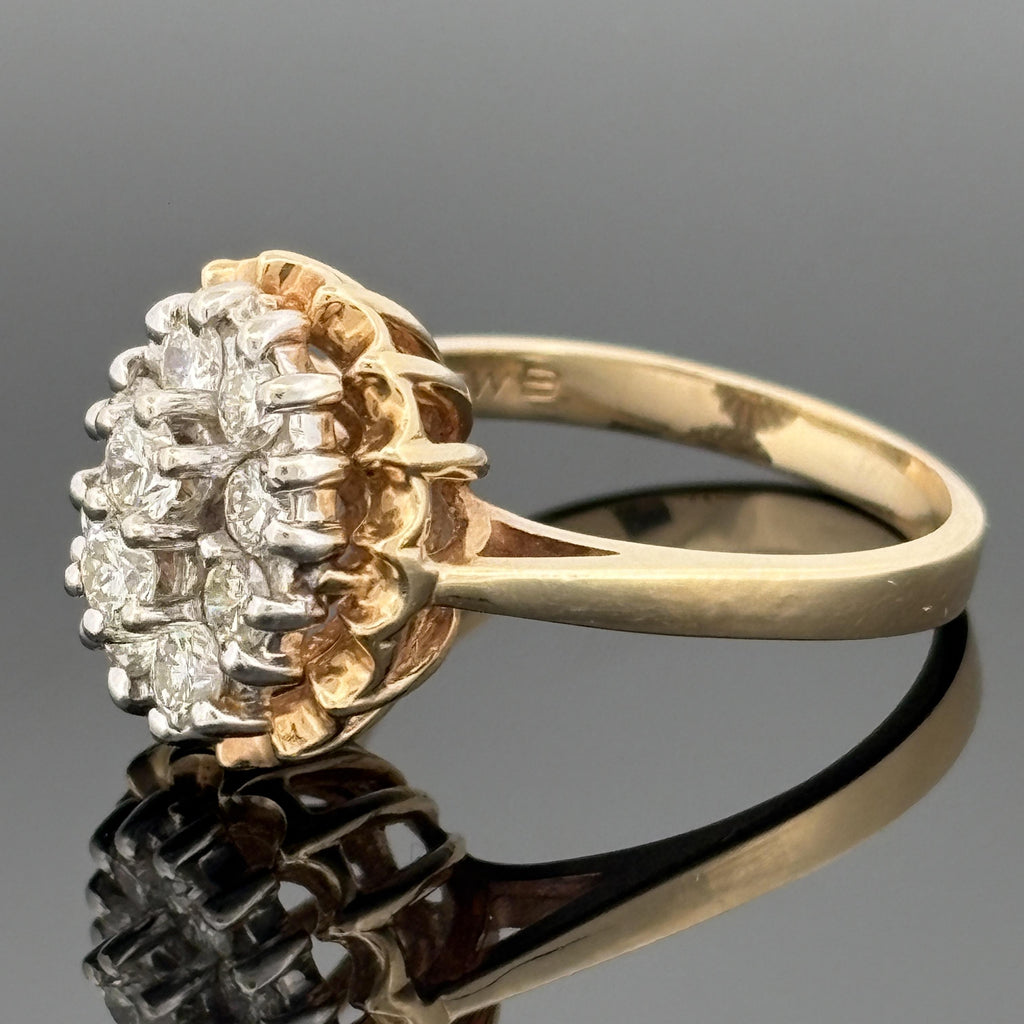 Vintage 1.00ctw Diamond Cluster Ring 14k Gold