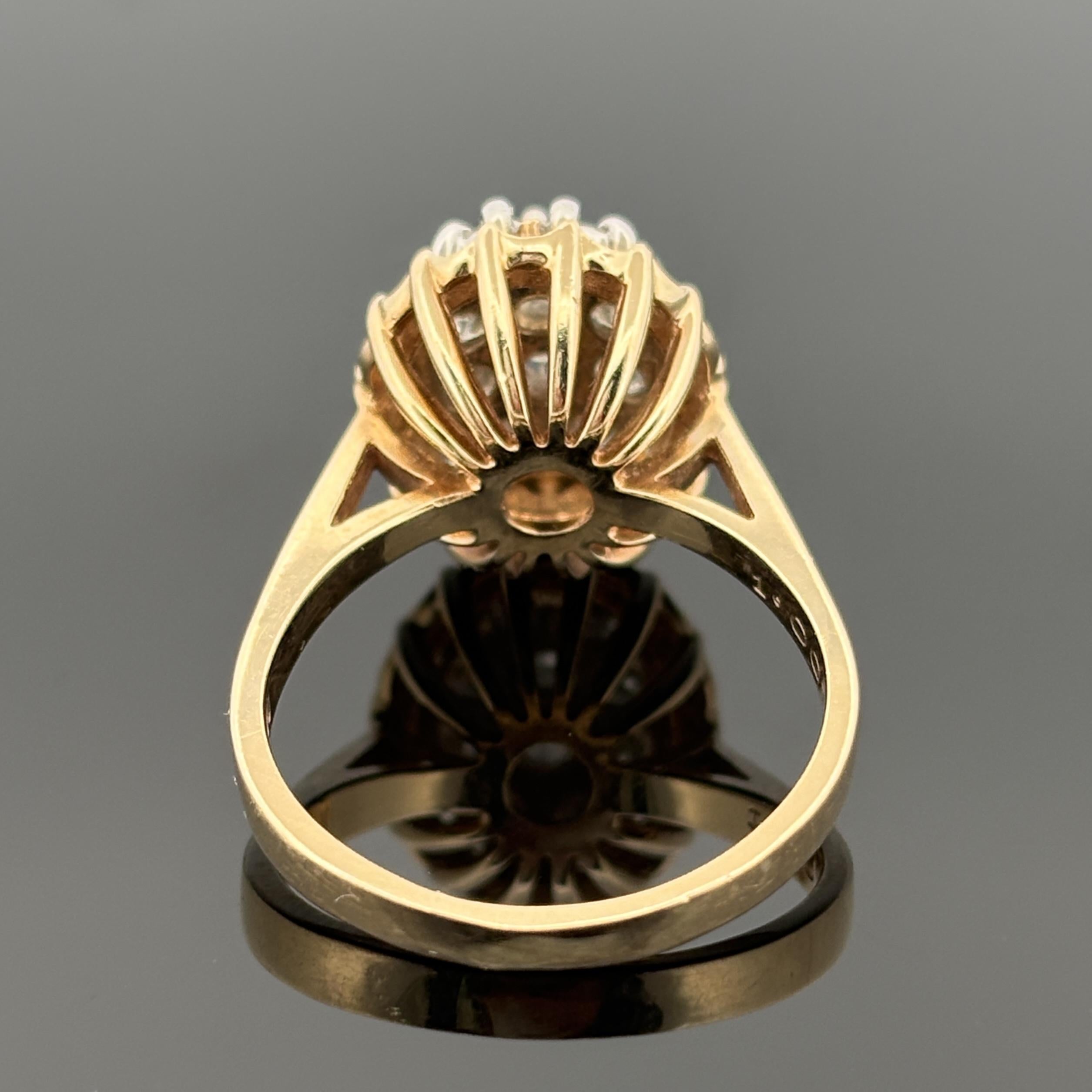 Vintage 1.00ctw Diamond Cluster Ring 14k Gold