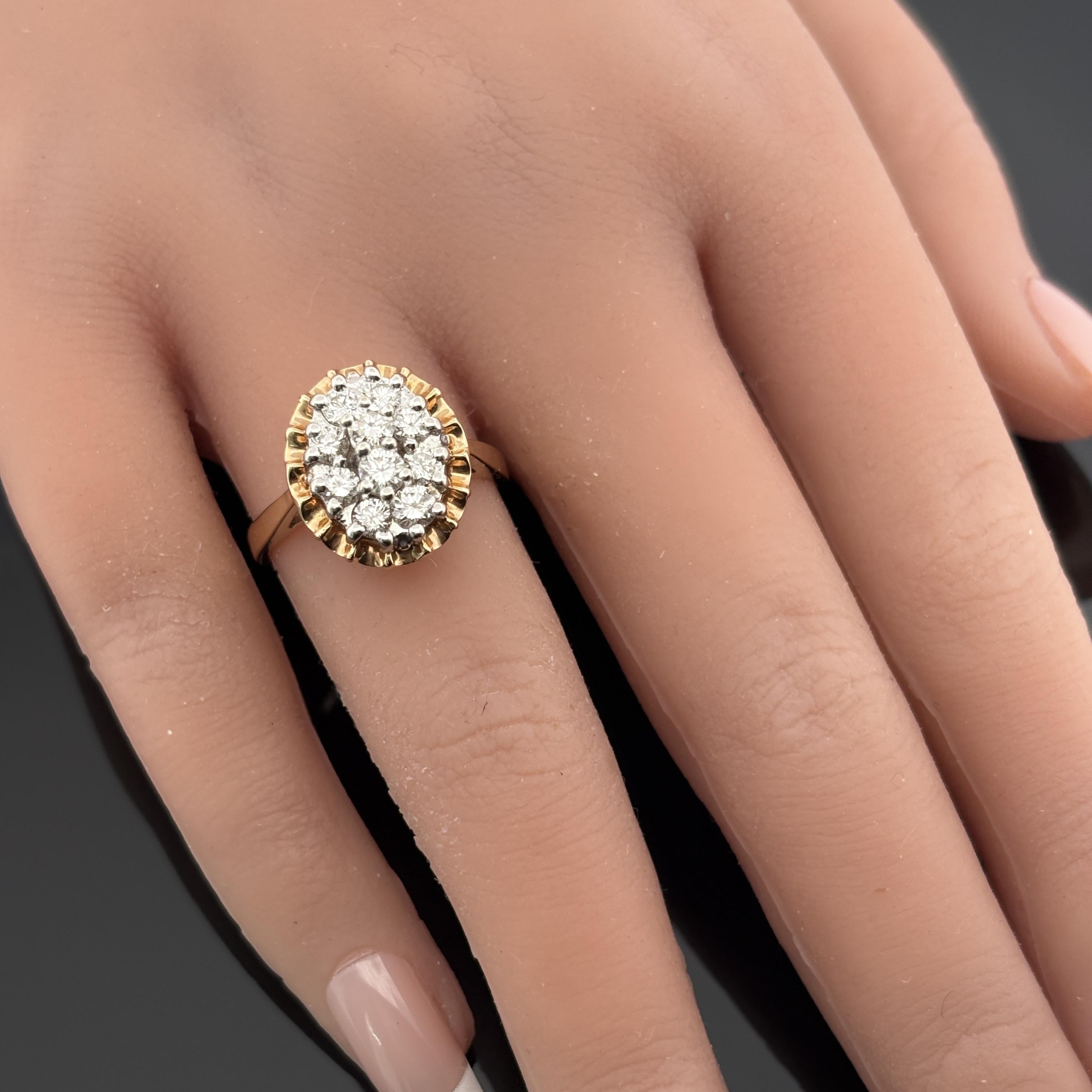 Vintage 1.00ctw Diamond Cluster Ring 14k Gold
