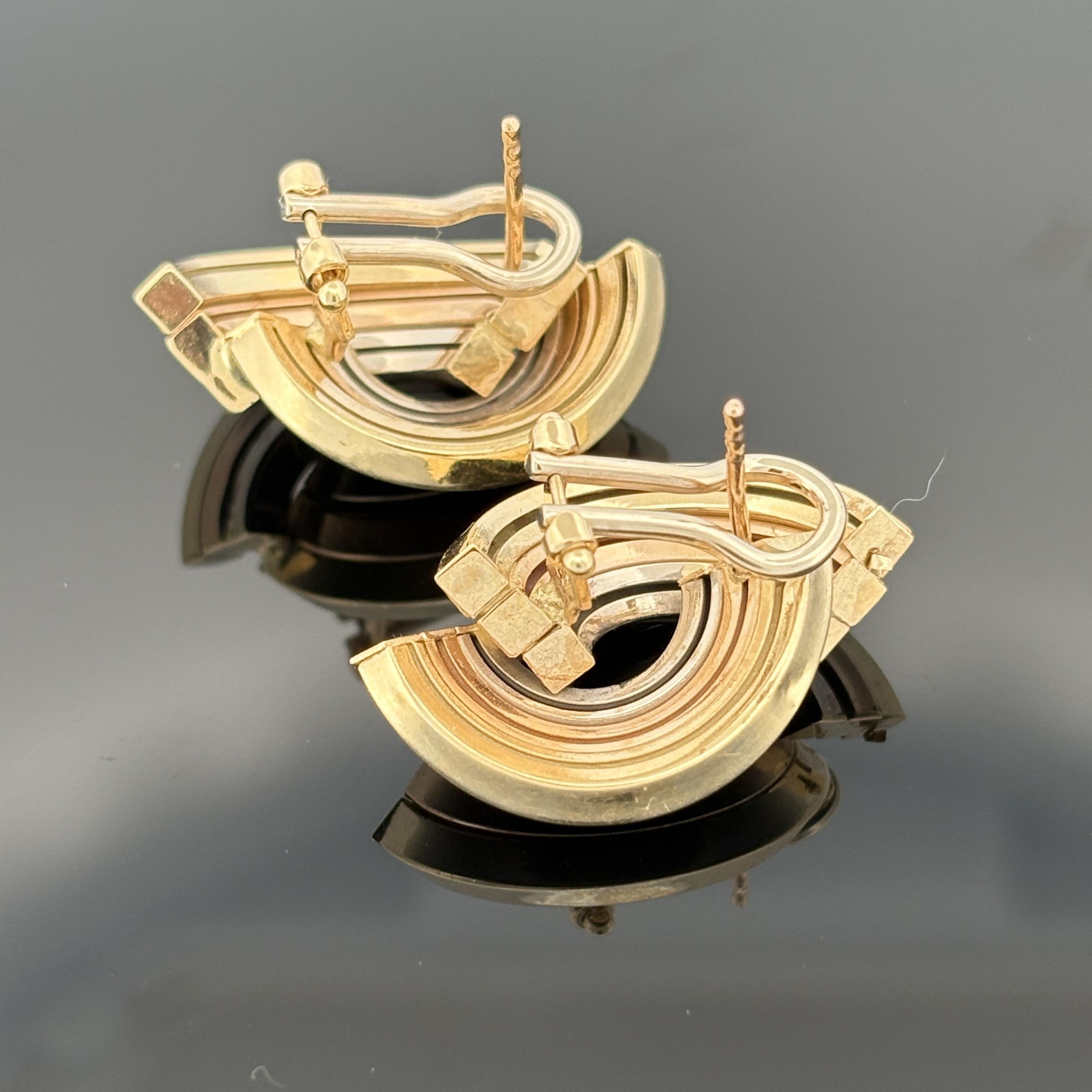 Vintage Tri-Color 14k Gold Earrings