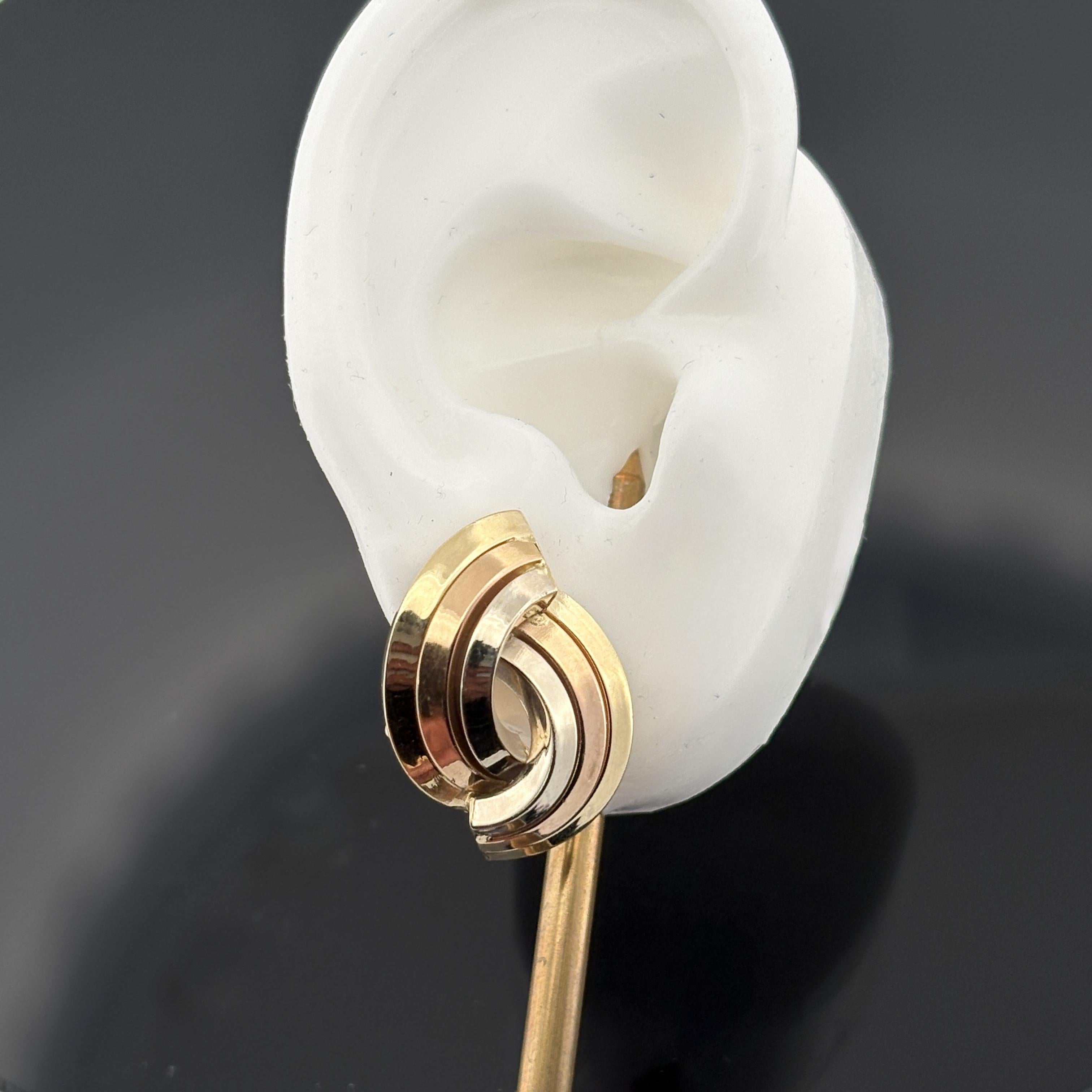 Vintage Tri-Color 14k Gold Earrings