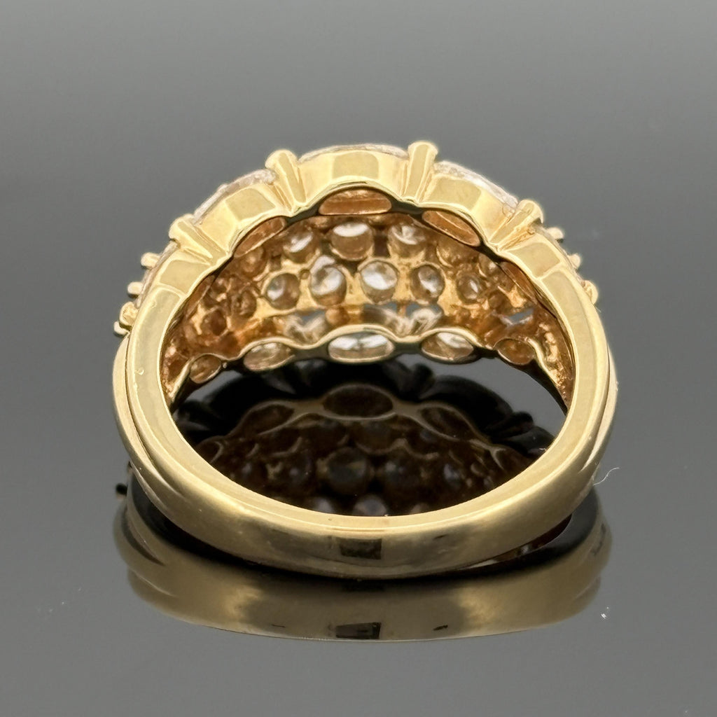 Vintage 18K Yellow Gold Marquise and Diamond Dome Band Ring — 2.29ctw