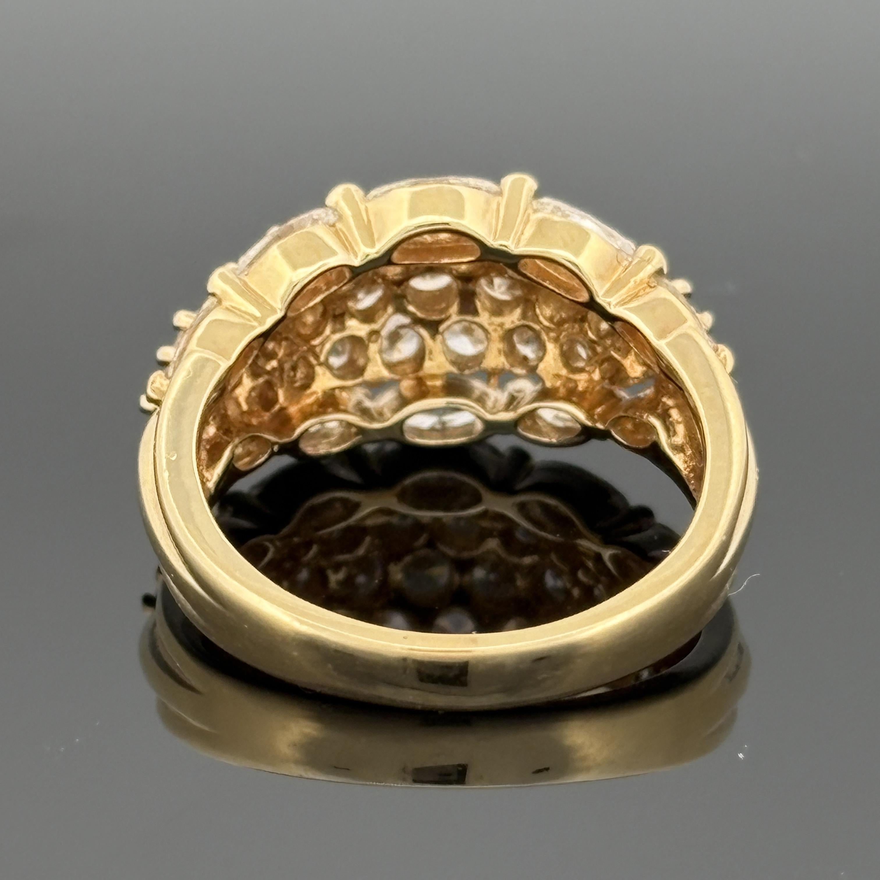 Vintage 18K Yellow Gold Marquise and Diamond Dome Band Ring — 2.29ctw