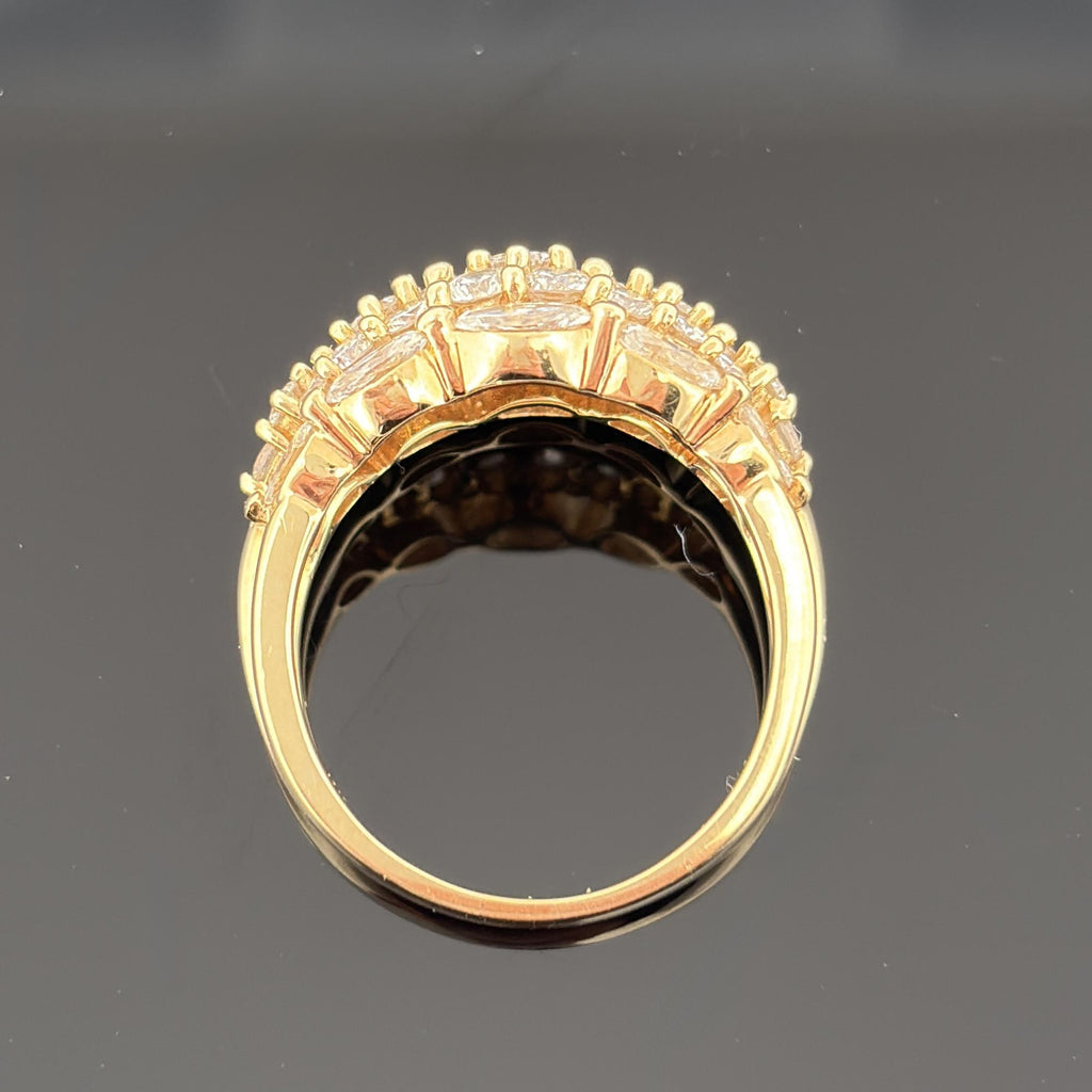 Vintage 18K Yellow Gold Marquise and Diamond Dome Band Ring — 2.29ctw