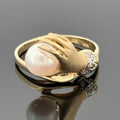 Estate 14k Yellow Gold Hand Ring w/ Pearl