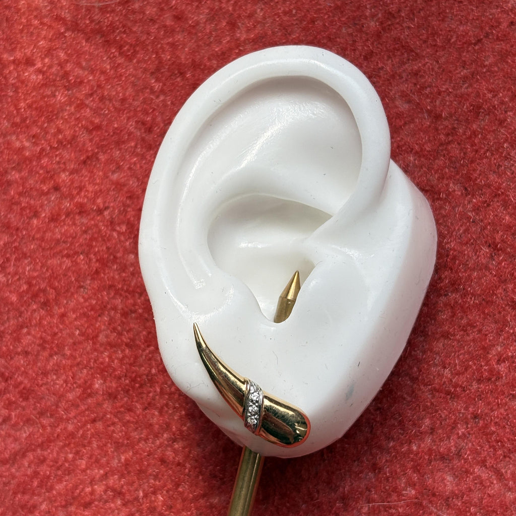 Estate 14k Yellow Gold & Diamond Contour Stud Earrings