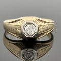 Vintage Art Deco Men's 14K Gold Old European Cut Diamond Solitaire Ring