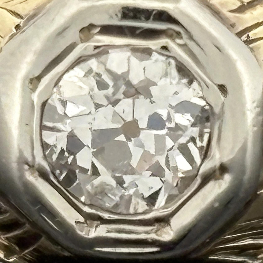 Vintage Art Deco Men's 14K Gold Old European Cut Diamond Solitaire Ring
