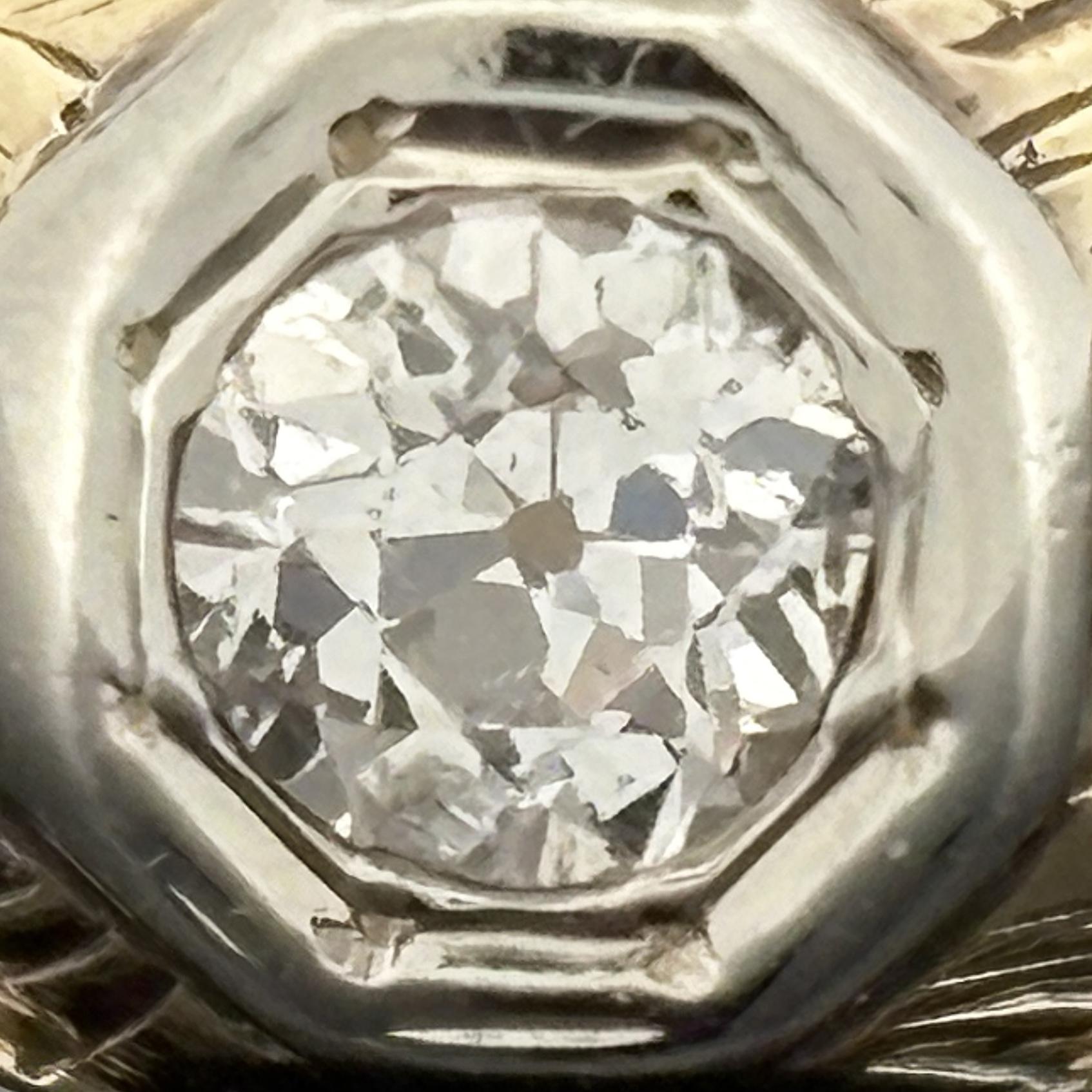 Vintage Art Deco Men's 14K Gold Old European Cut Diamond Solitaire Ring