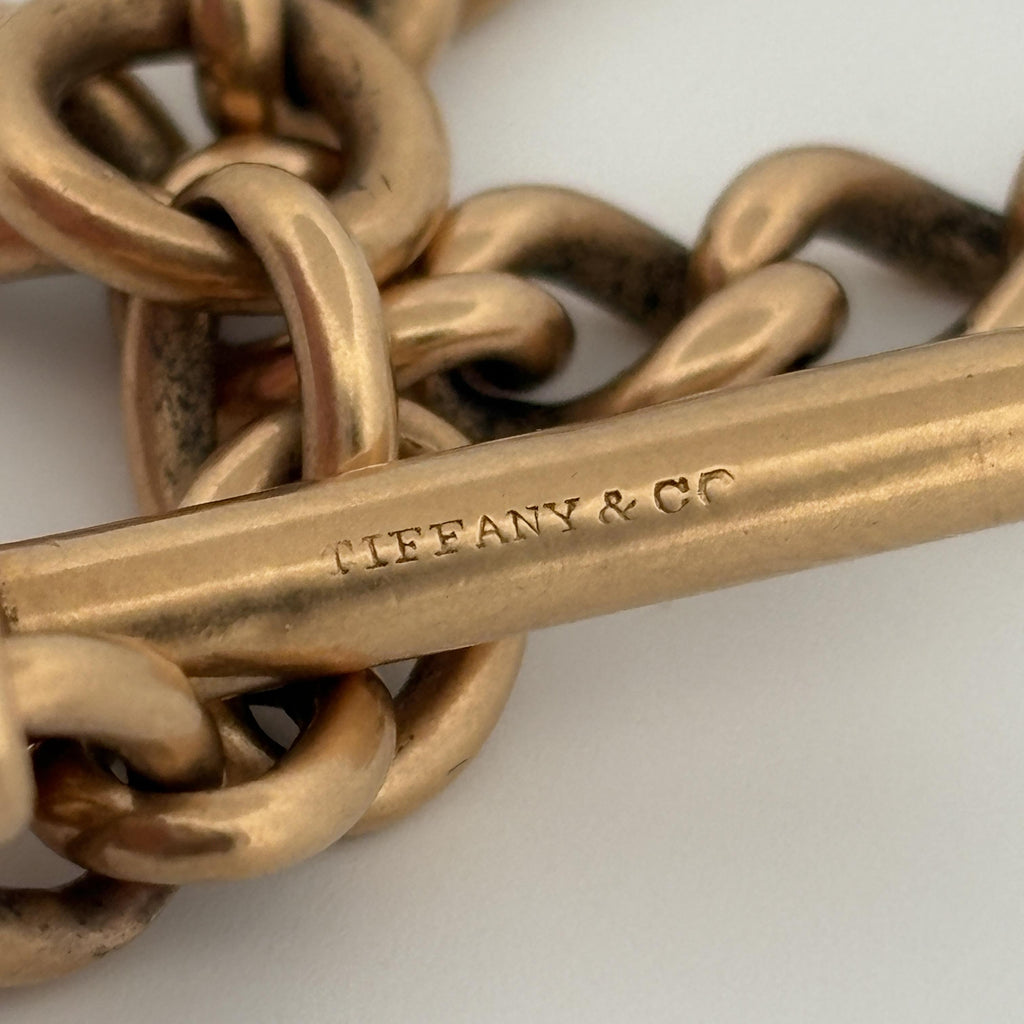 Tiffany & Co. Antique 18K Rose Gold Watch Chain with Signed T-Bar, 14"