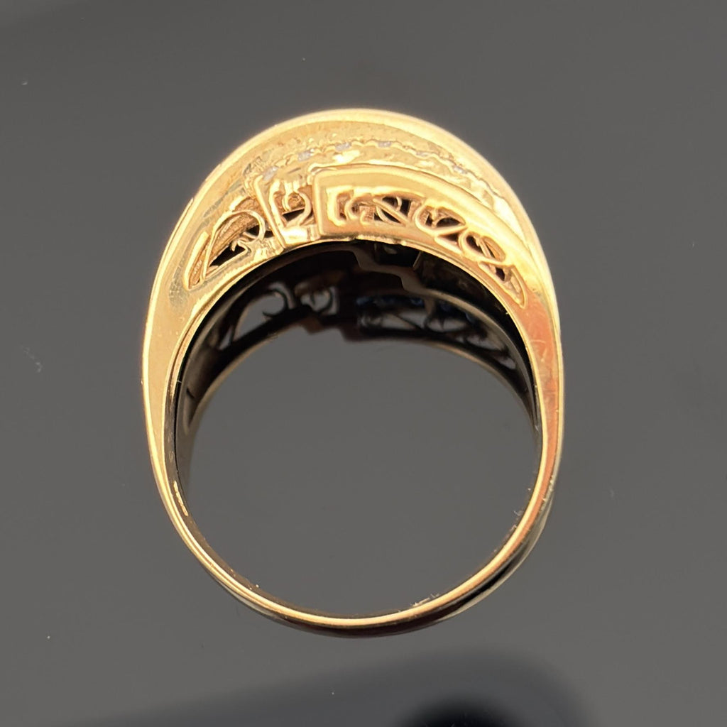 Estate Blue Sapphire & Diamond 5 Row Bypass Ring 18k Yellow Gold, 1.16ctw