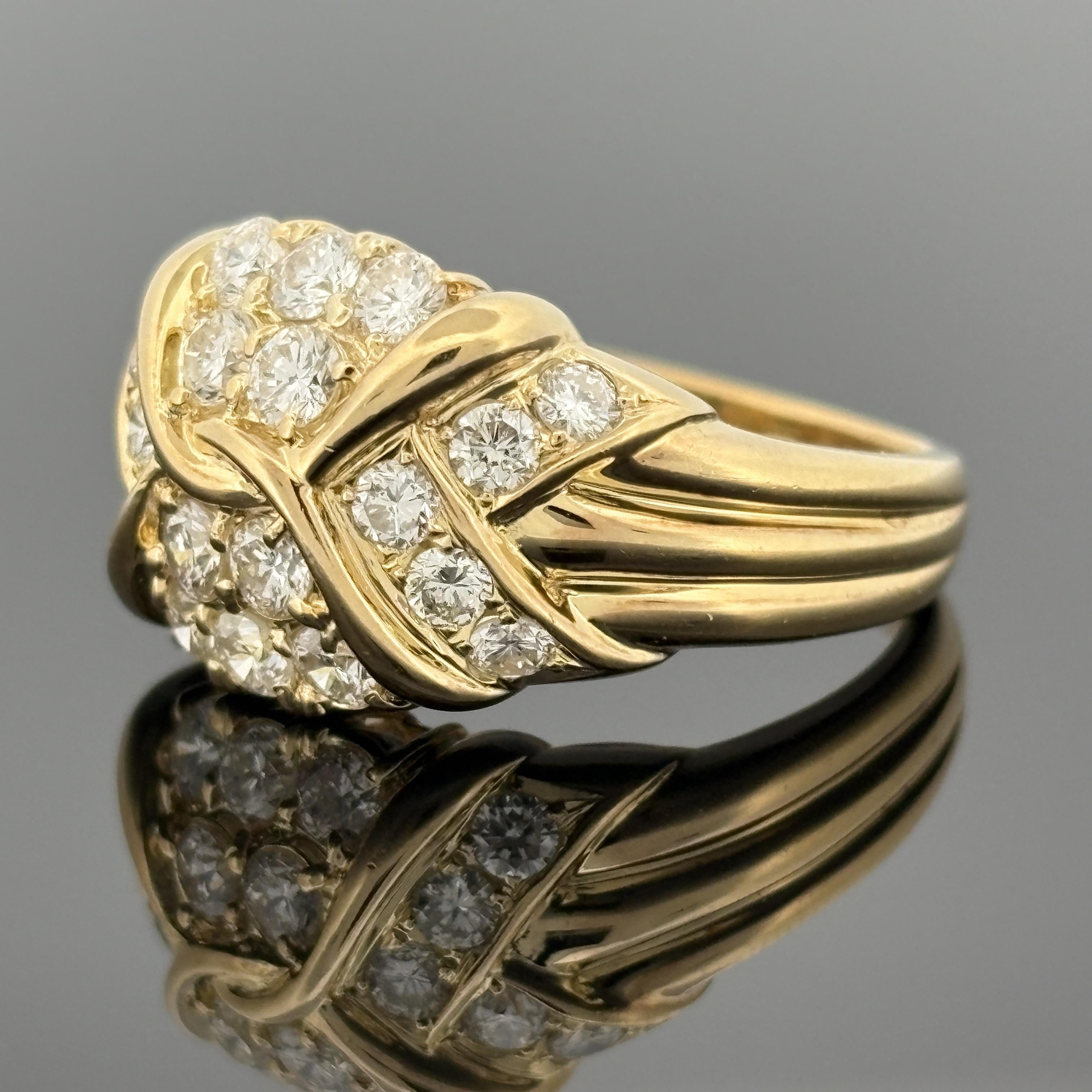 Estate Pavé Diamond Cluster Ring, 18k Yellow Gold 1.03ctw, Hideko