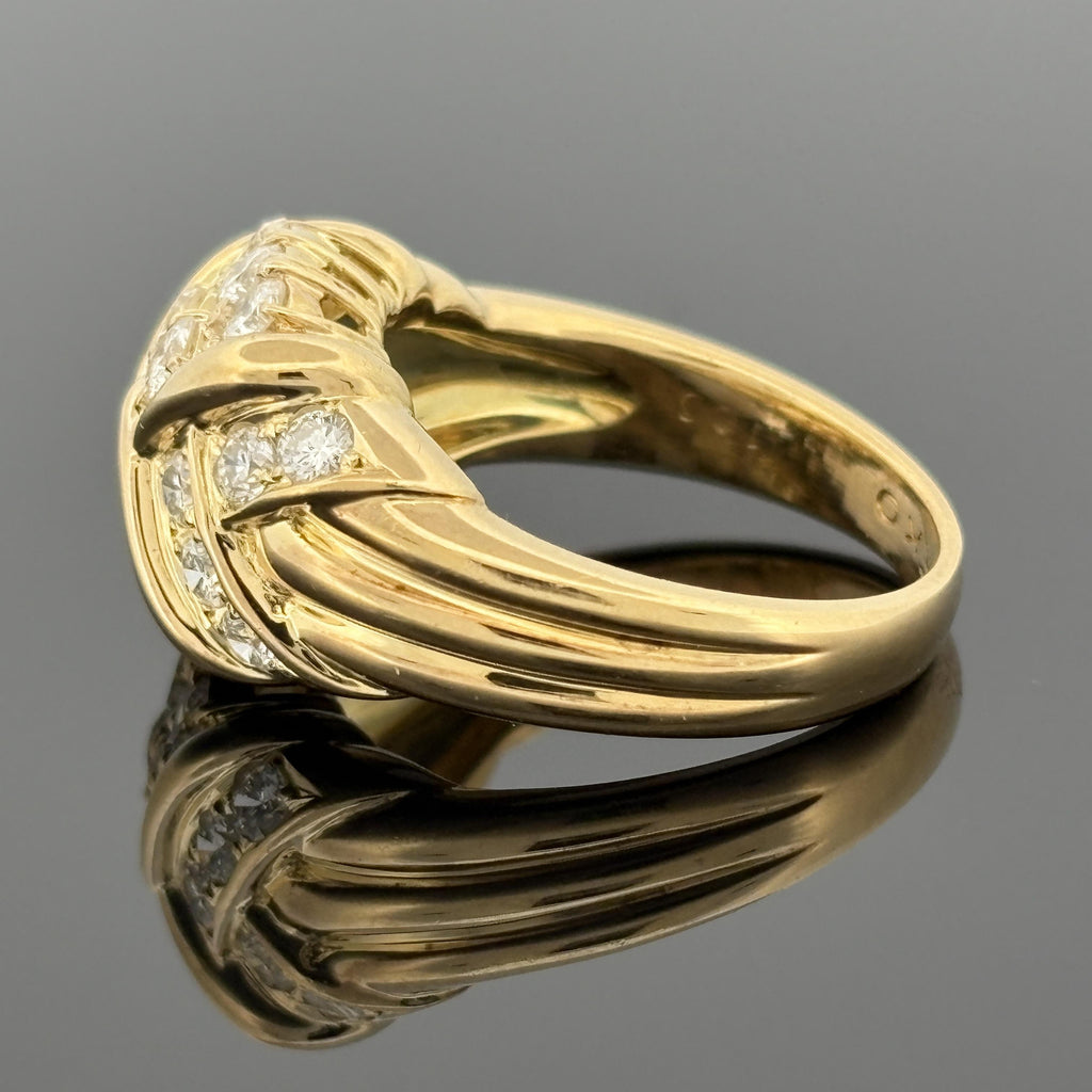 Estate Pavé Diamond Cluster Ring, 18k Yellow Gold 1.03ctw, Hideko