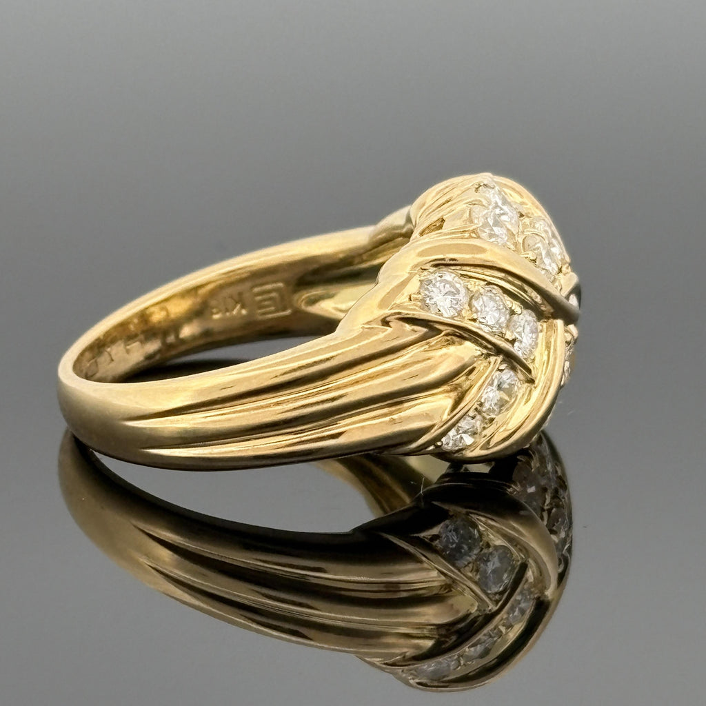 Estate Pavé Diamond Cluster Ring, 18k Yellow Gold 1.03ctw, Hideko