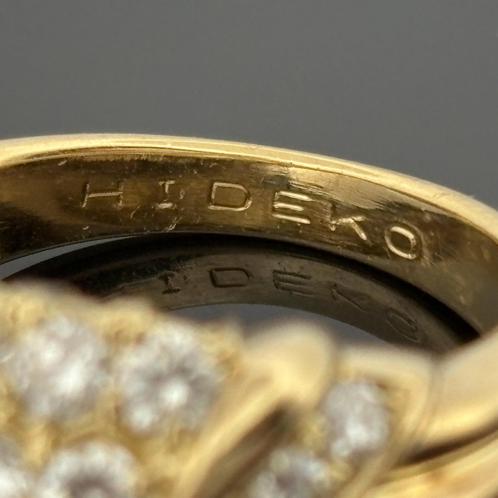 Estate Pavé Diamond Cluster Ring, 18k Yellow Gold 1.03ctw, Hideko