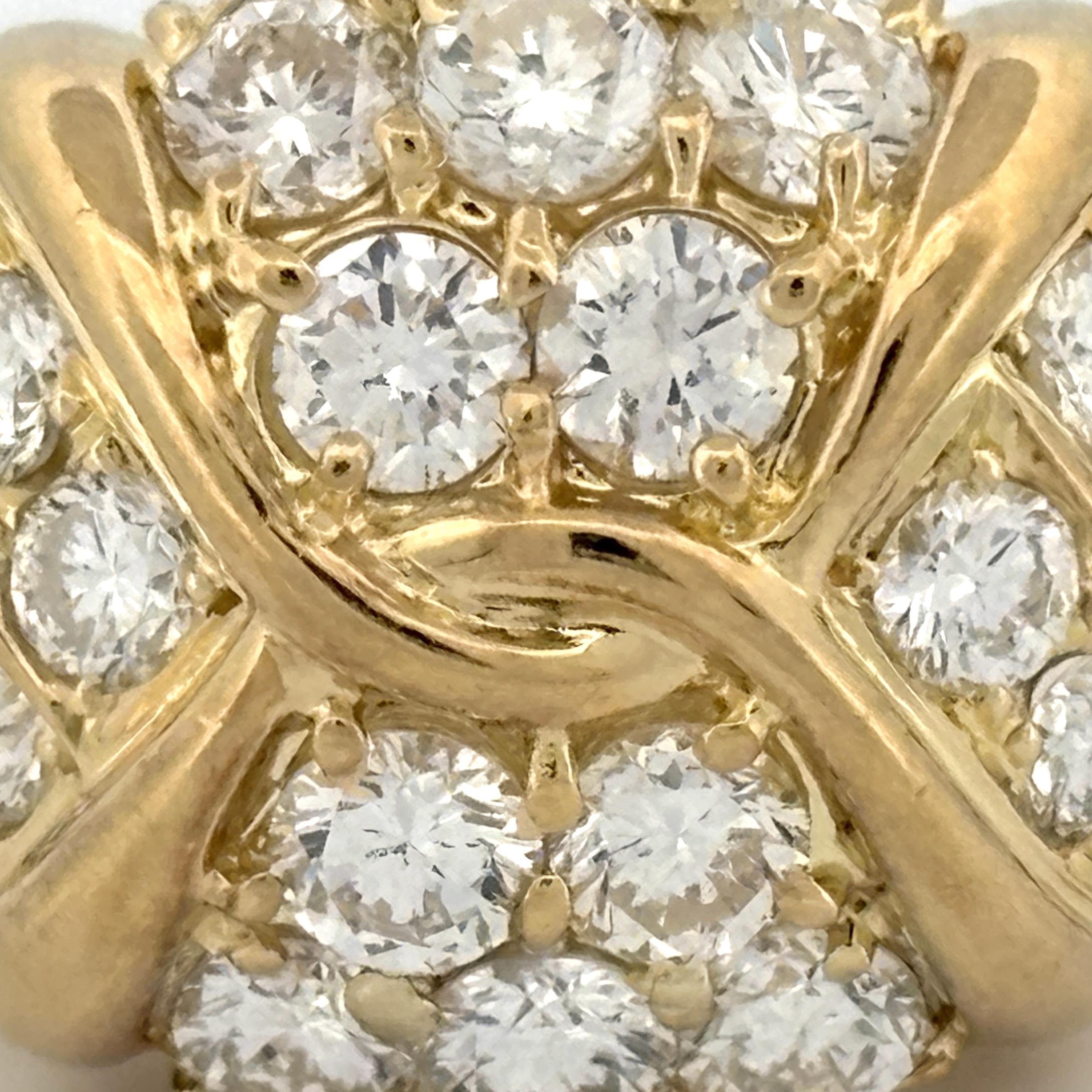 Estate Pavé Diamond Cluster Ring, 18k Yellow Gold 1.03ctw, Hideko