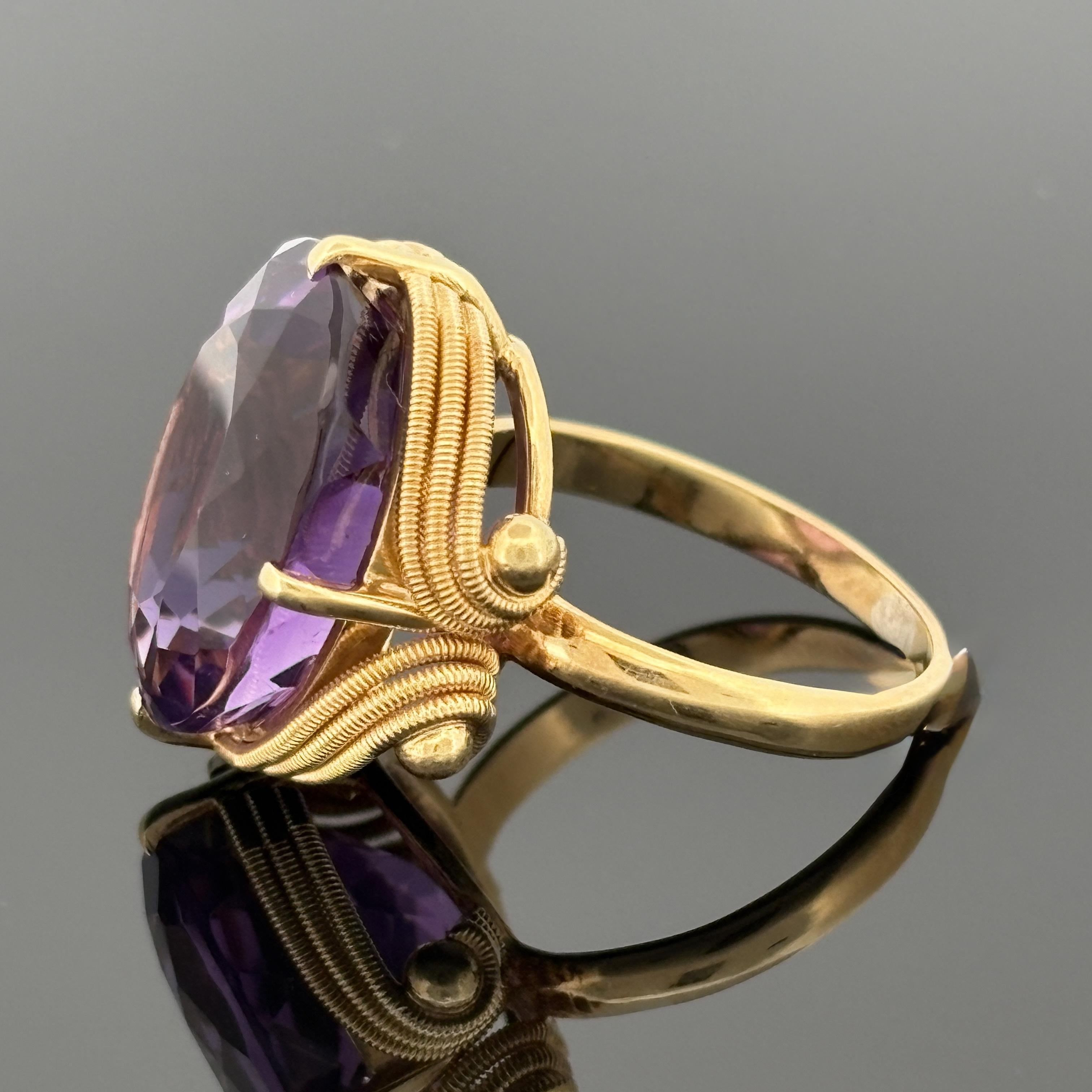 Vintage H. Stern Amethyst Ring 18k Yellow Gold, 12.65ct