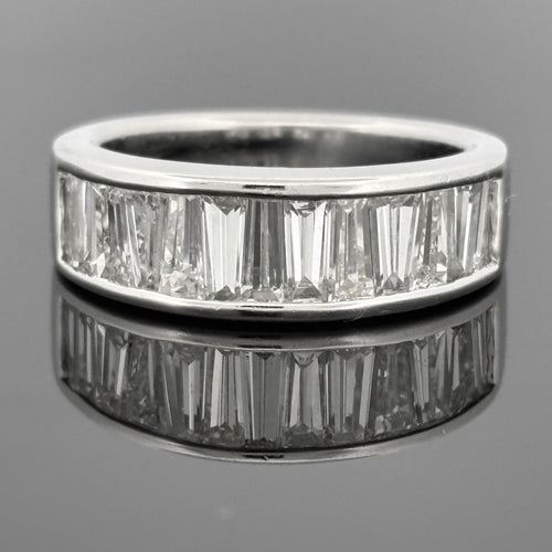 18K White Gold Tapered Baguette Diamond Channel-Set Band, 1.58ctw H/VS