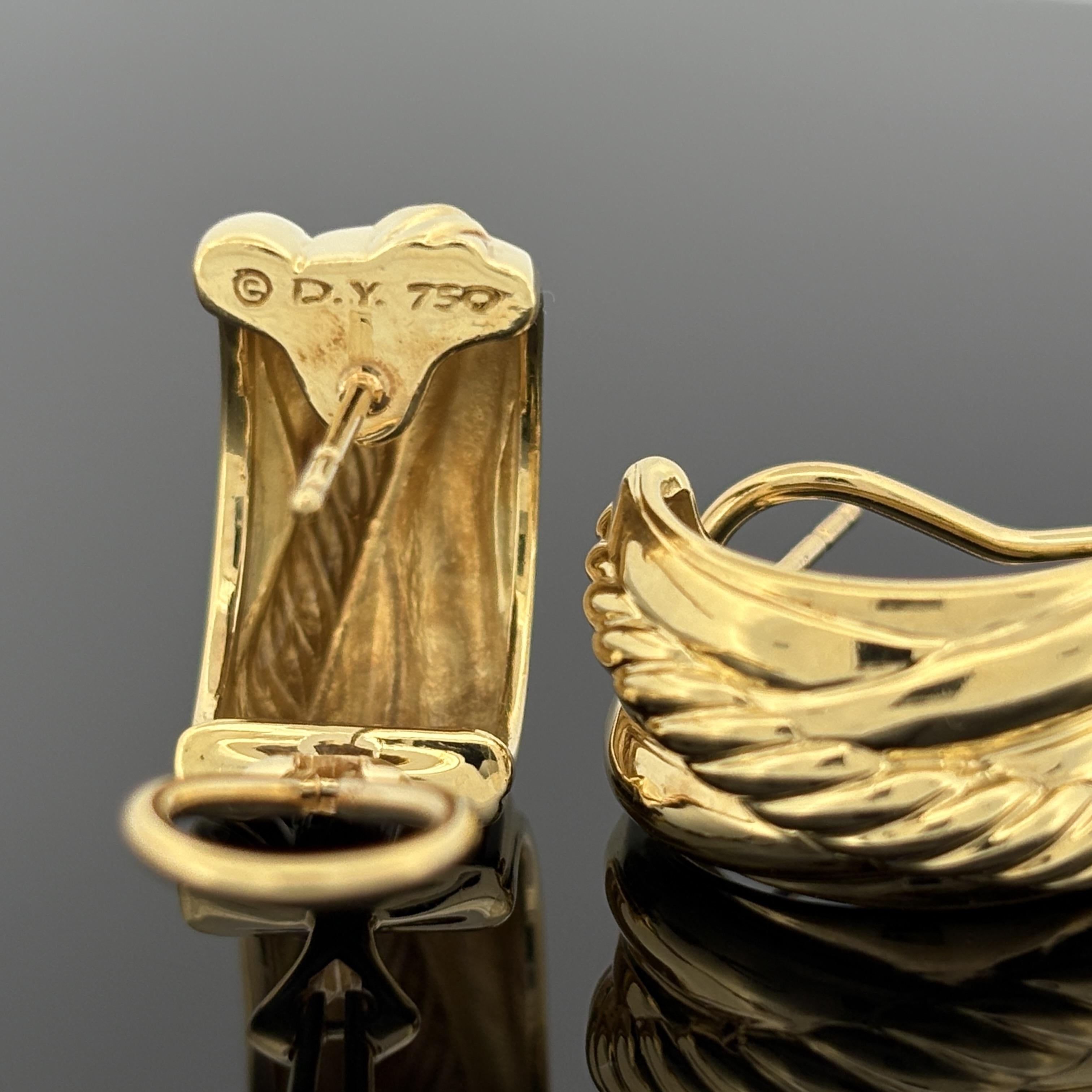 David Yurman 18K Yellow Gold Wide Cable Hoop Earrings