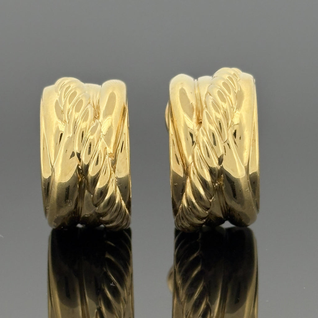 David Yurman 18K Yellow Gold Wide Cable Hoop Earrings