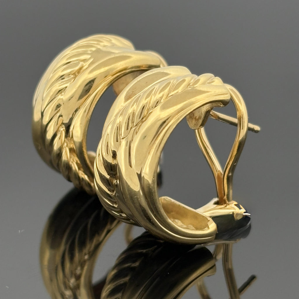 David Yurman 18K Yellow Gold Wide Cable Hoop Earrings