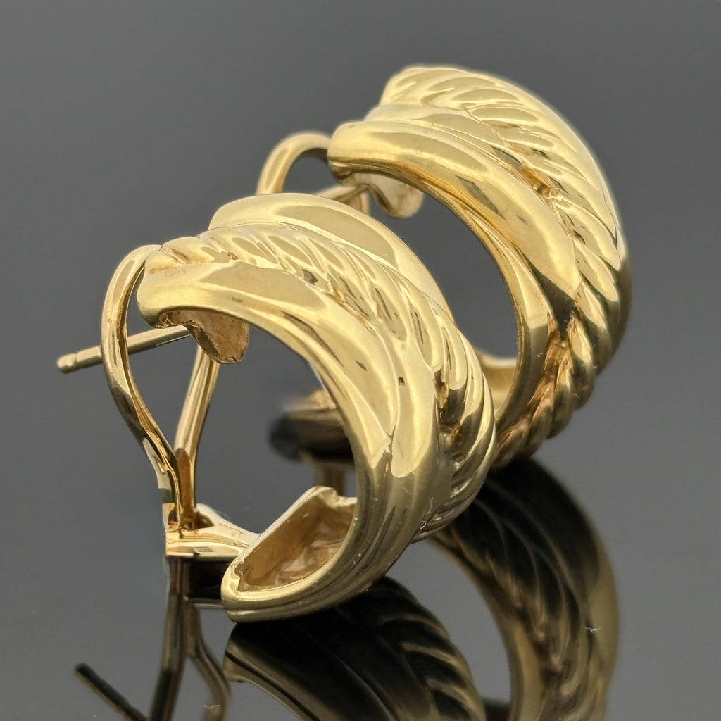 David Yurman 18K Yellow Gold Wide Cable Hoop Earrings