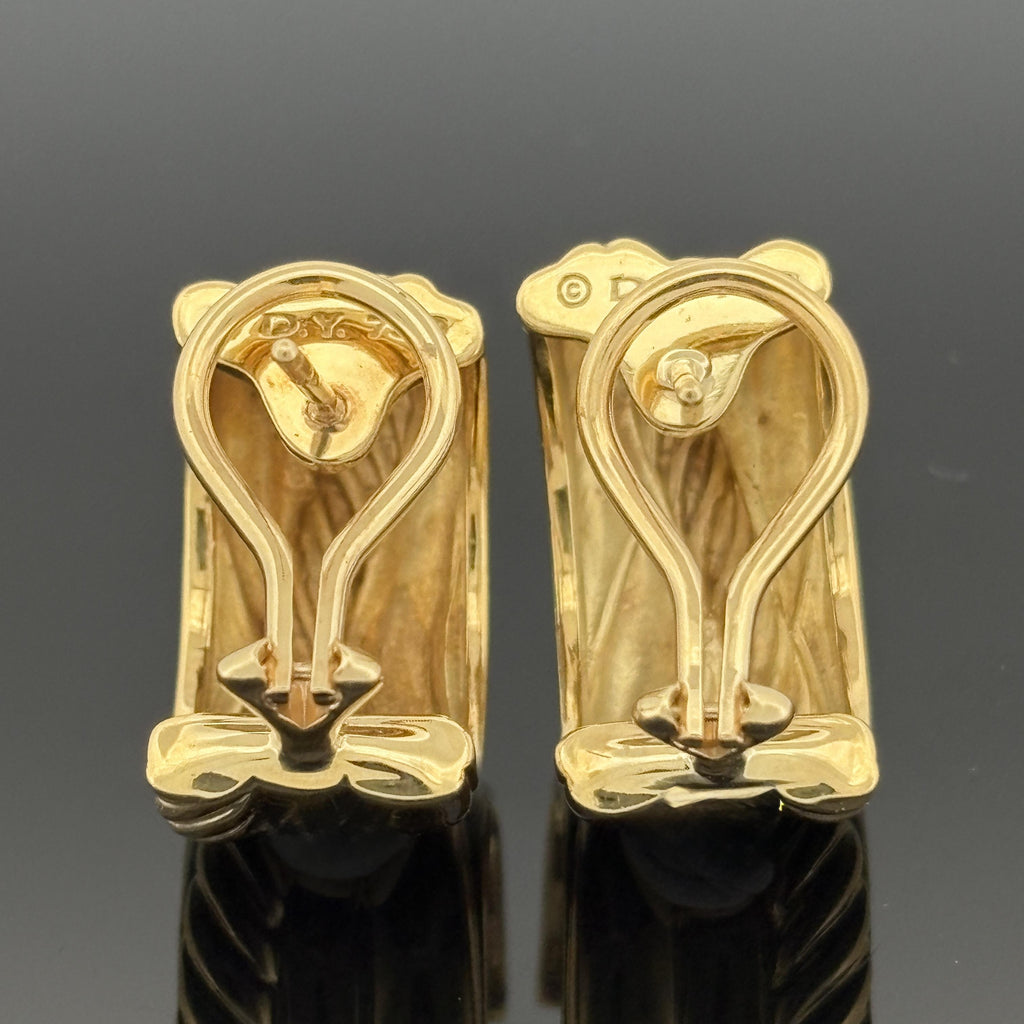 David Yurman 18K Yellow Gold Wide Cable Hoop Earrings