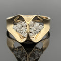 Vintage 14K Gold Sculpted Bow Ring, Diamond Clusters ~0.60ctw, ca. 1975