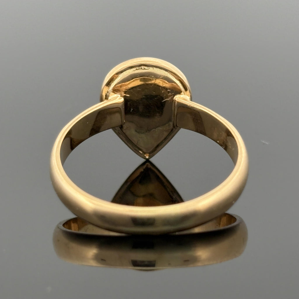 Pear Shape Rose Cut Bezel Set Diamond Solitaire 18k 4.0g