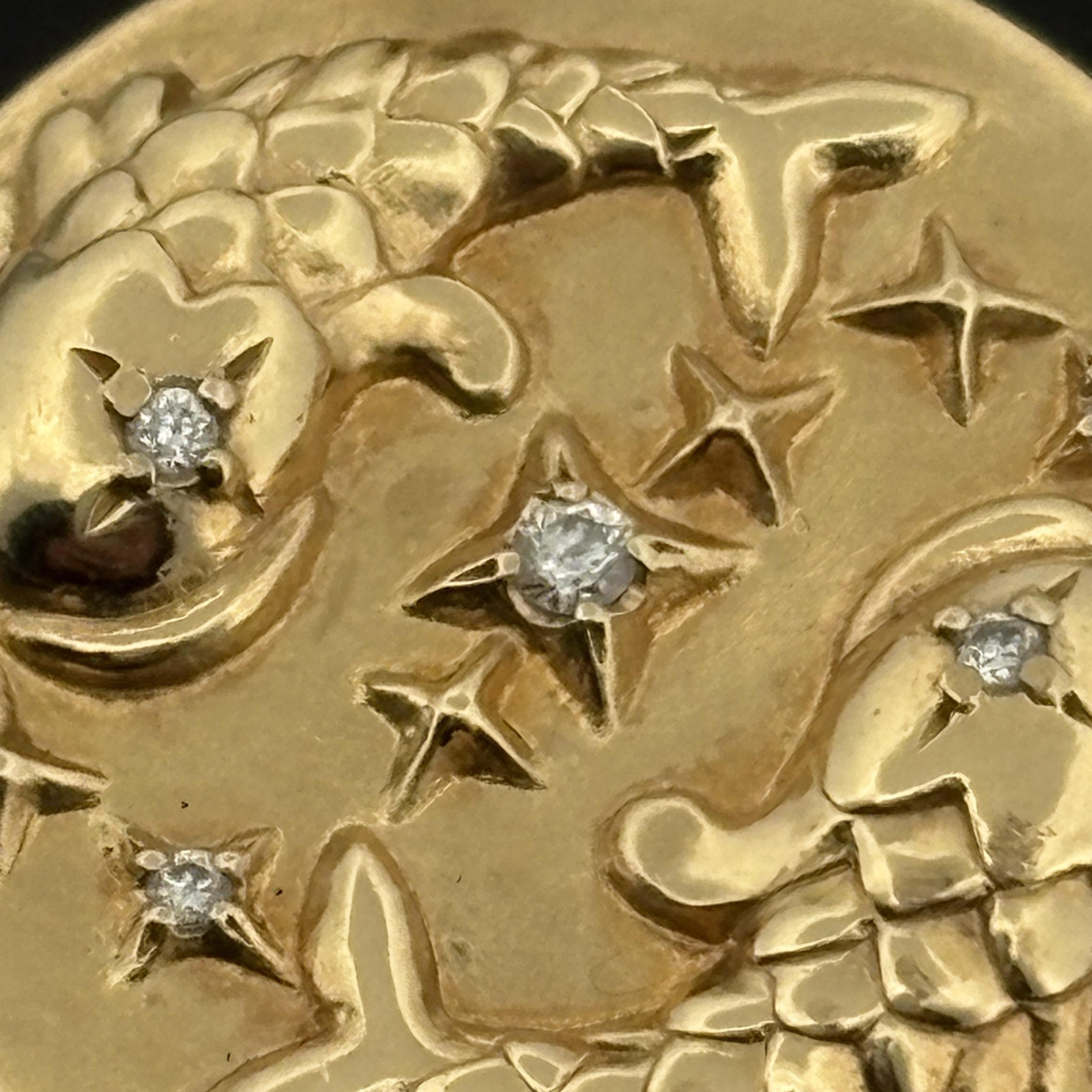 David Yurman Pisces Amulet Pendant 18K Yellow Gold with Diamonds, 19mm