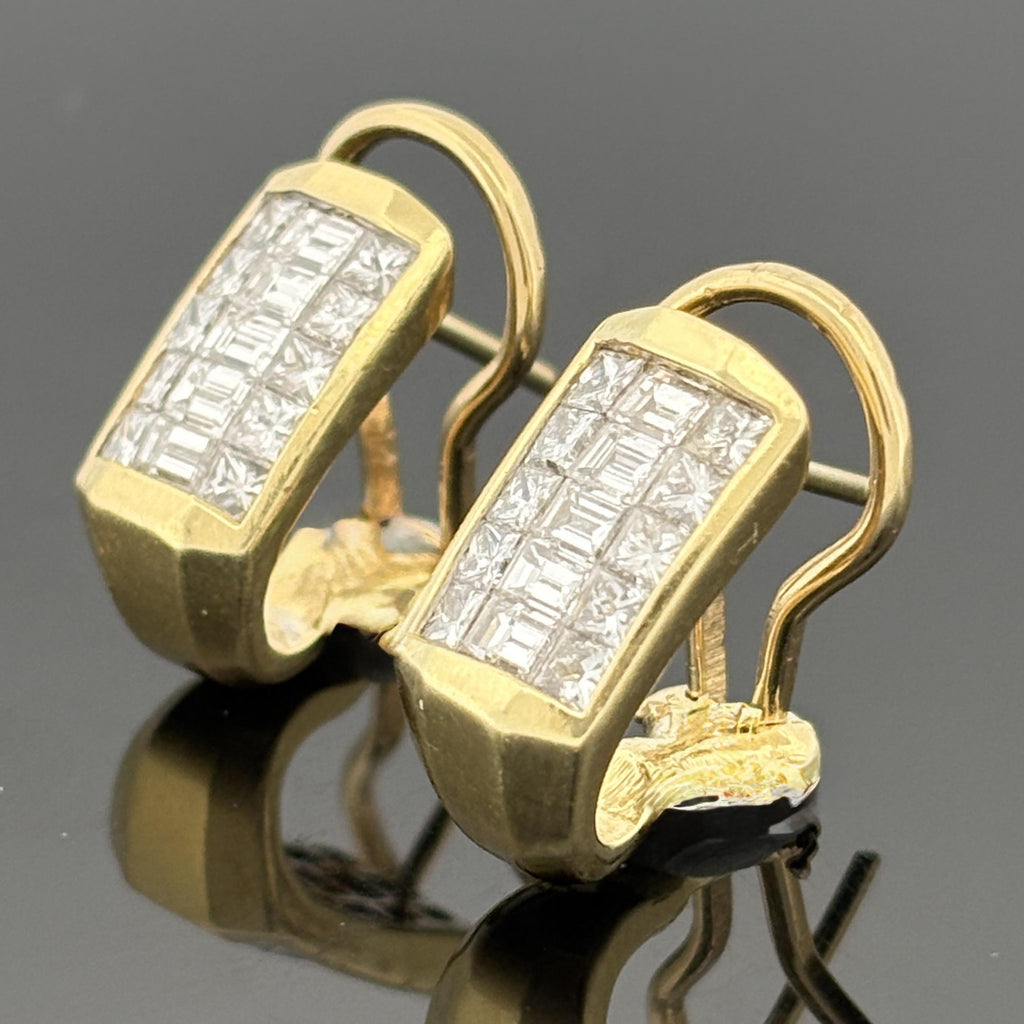 Estate Diamond Half Hoop 18k Yellow Gold Earrings, 2.00ctw F VS